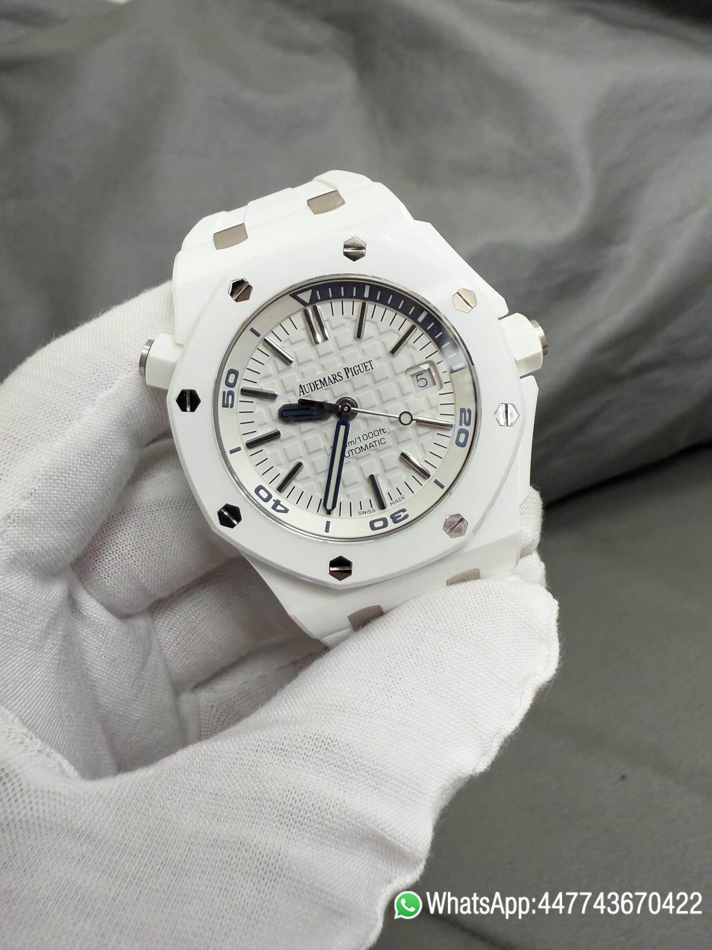 Super Clone Royal Oak Offshore Diver 15707 White Ceramic APSF Best Edition SA3120 Super Clone 0 Super Clone Royal Oak Offshore Diver 15707 White Ceramic APSF Best Edition SA3120 Super Clone 0