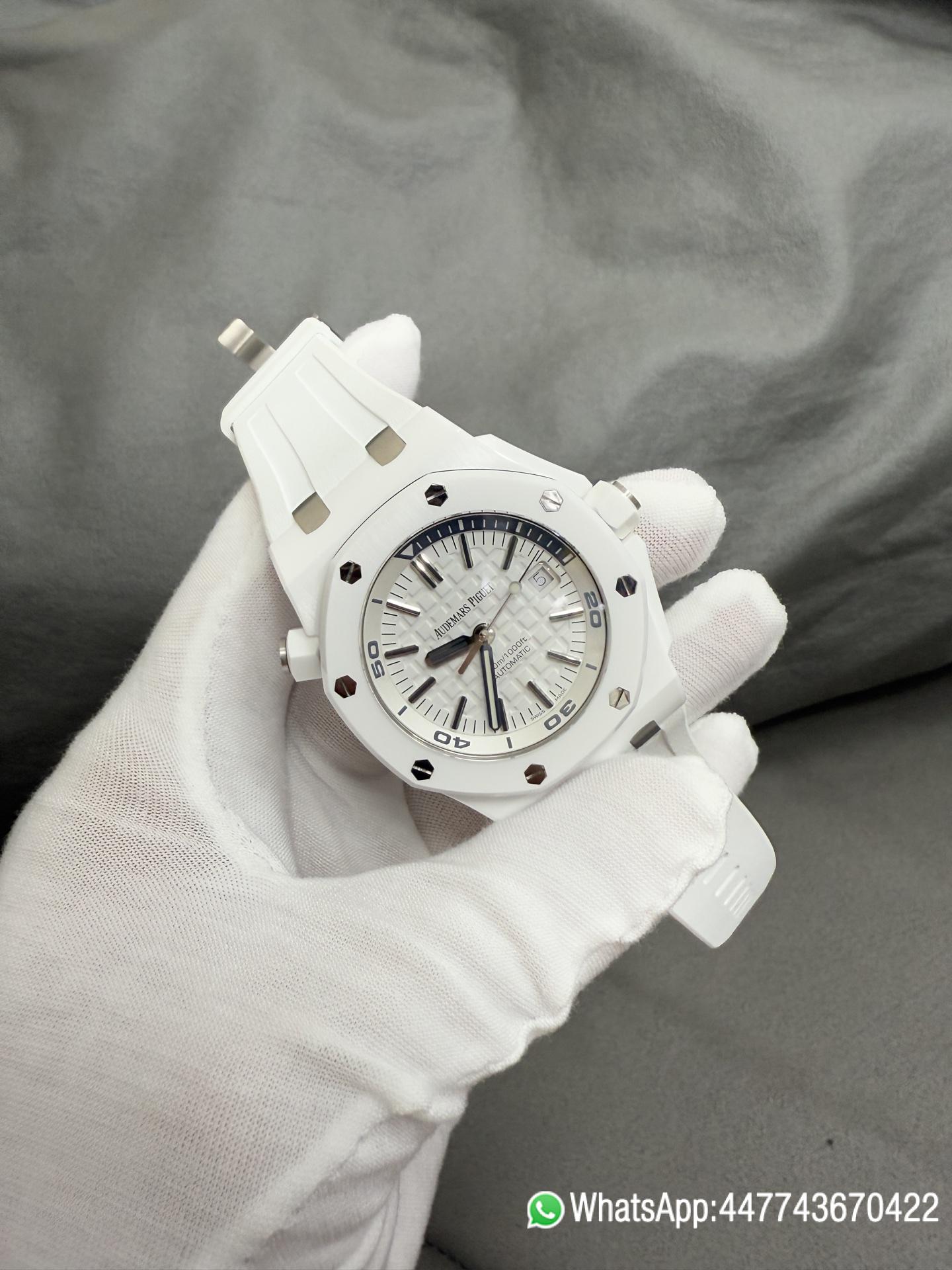 Super Clone Royal Oak Offshore Diver 15707 White Ceramic APSF Best Edition SA3120 Super Clone 06 Super Clone Royal Oak Offshore Diver 15707 White Ceramic APSF Best Edition SA3120 Super Clone 06