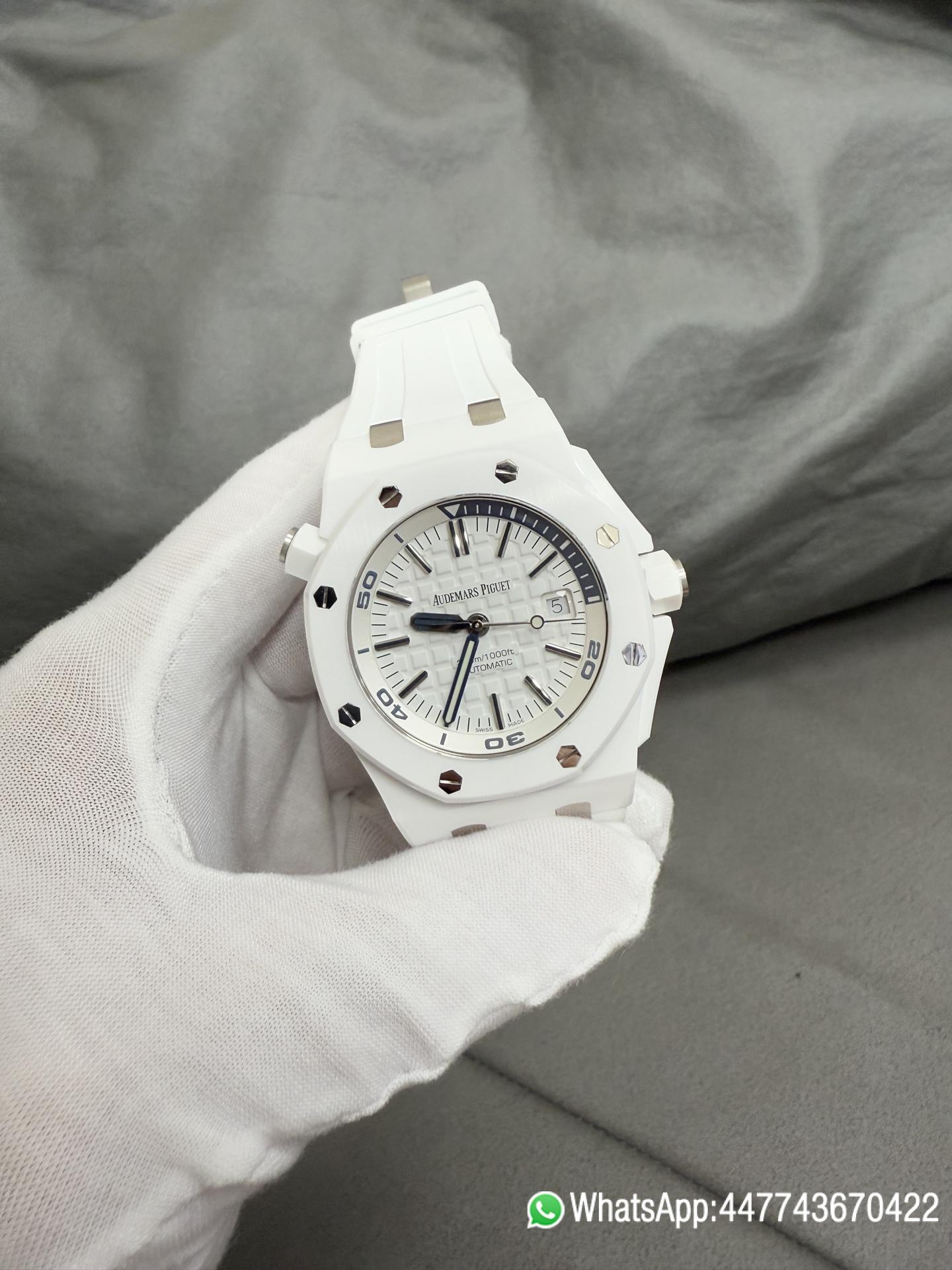 Super Clone Royal Oak Offshore Diver 15707 White Ceramic APSF Best Edition SA3120 Super Clone 07 Super Clone Royal Oak Offshore Diver 15707 White Ceramic APSF Best Edition SA3120 Super Clone 07
