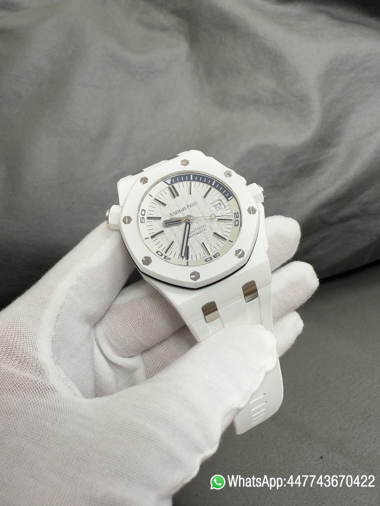 Super Clone Royal Oak Offshore Diver 15707 White Ceramic APSF Best Edition SA3120 Super Clone 08 Super Clone Royal Oak Offshore Diver 15707 White Ceramic APSF Best Edition SA3120 Super Clone 08