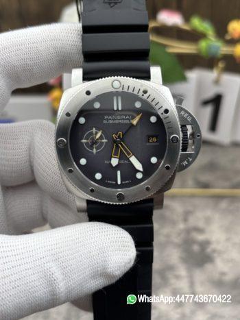 Super Clone Watch PAM1323 44mm Submersible VSF Best Edition Gray Dial on Rubber Strap 0001