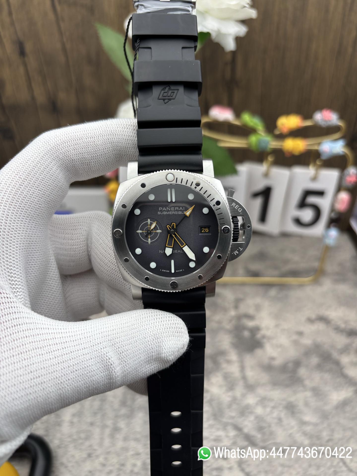 Super Clone Watch PAM1323 44mm Submersible VSF Best Edition Gray Dial on Rubber Strap 01 Super Clone Watch PAM1323 44mm Submersible VSF Best Edition Gray Dial on Rubber Strap 01