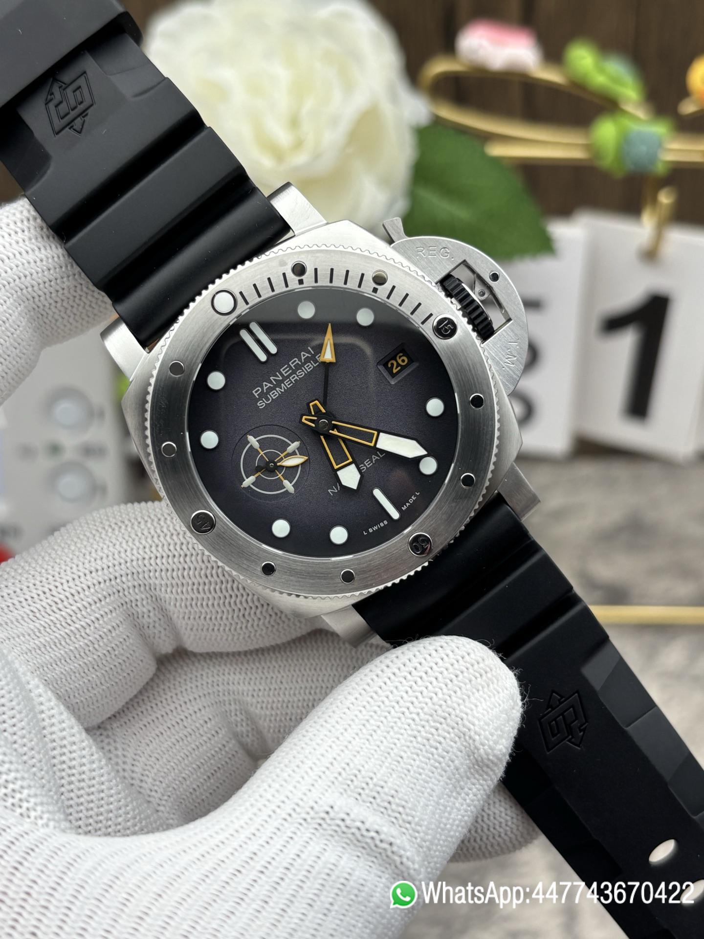 Super Clone Watch PAM1323 44mm Submersible VSF Best Edition Gray Dial on Rubber Strap 03 Super Clone Watch PAM1323 44mm Submersible VSF Best Edition Gray Dial on Rubber Strap 03