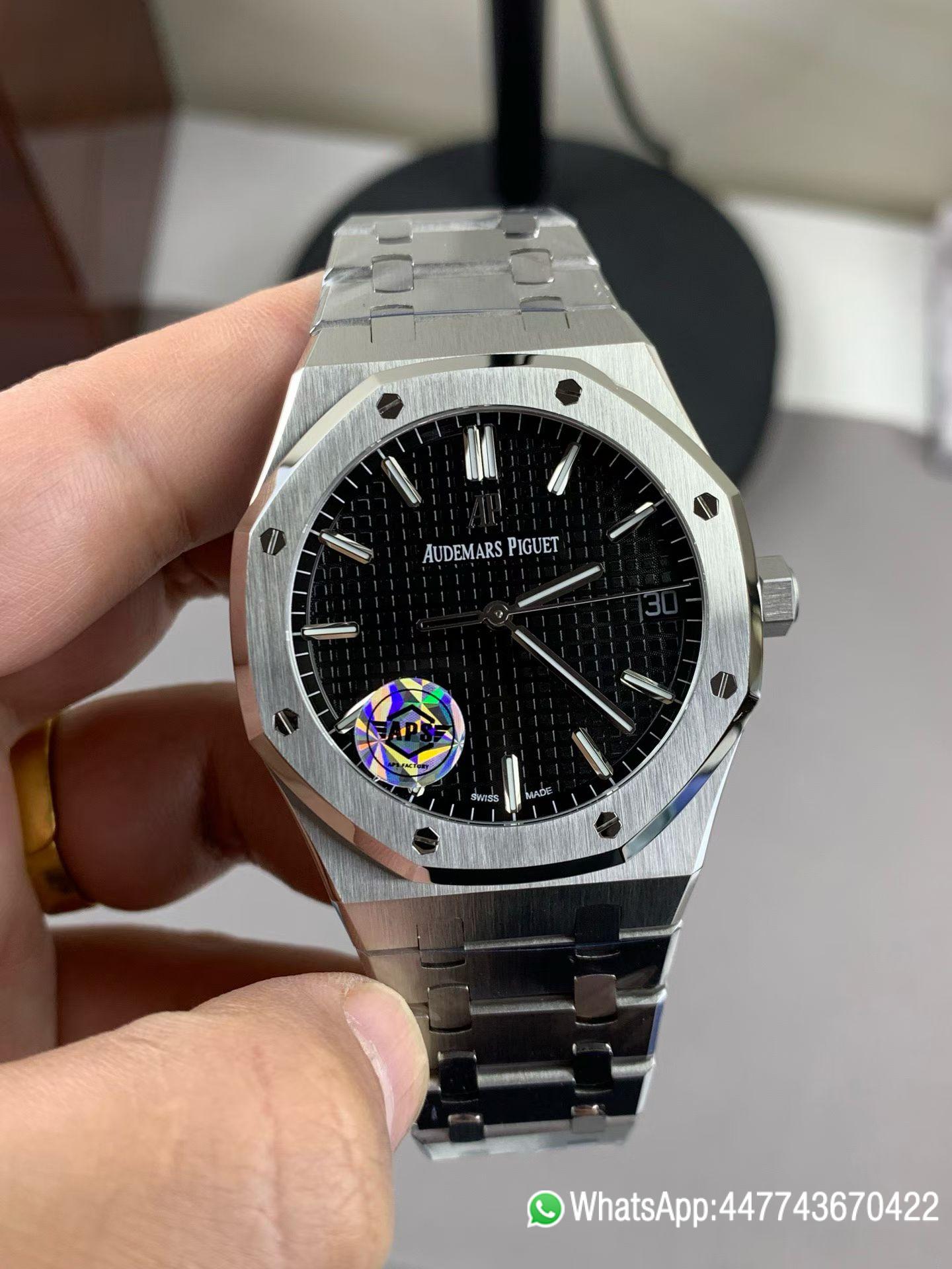 Super Clone Watch Royal Oak 15500 SS APSF Best Edition Black Dial on SS Bracelet SA4302 02 Super Clone Watch Royal Oak 15500 SS APSF Best Edition Black Dial on SS Bracelet SA4302 02