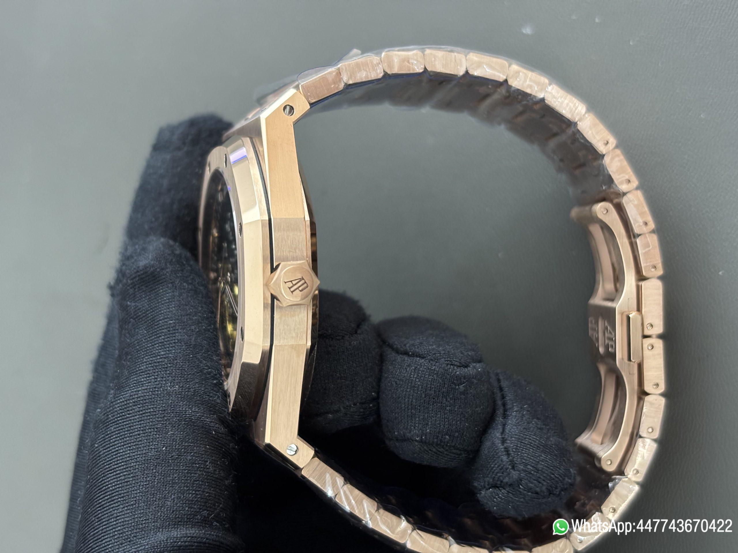 Super Clone Watch THB Royal Oak Double Balance Wheel Openworked 15407OR 41mm Skeleton Dial 18K Rose Gold Plated Solid Stainless Steel 316F 08 Super Clone Watch THB Royal Oak Double Balance Wheel Openworked 15407OR 41mm Skeleton Dial 18K Rose Gold Plated Solid Stainless Steel 316F 08