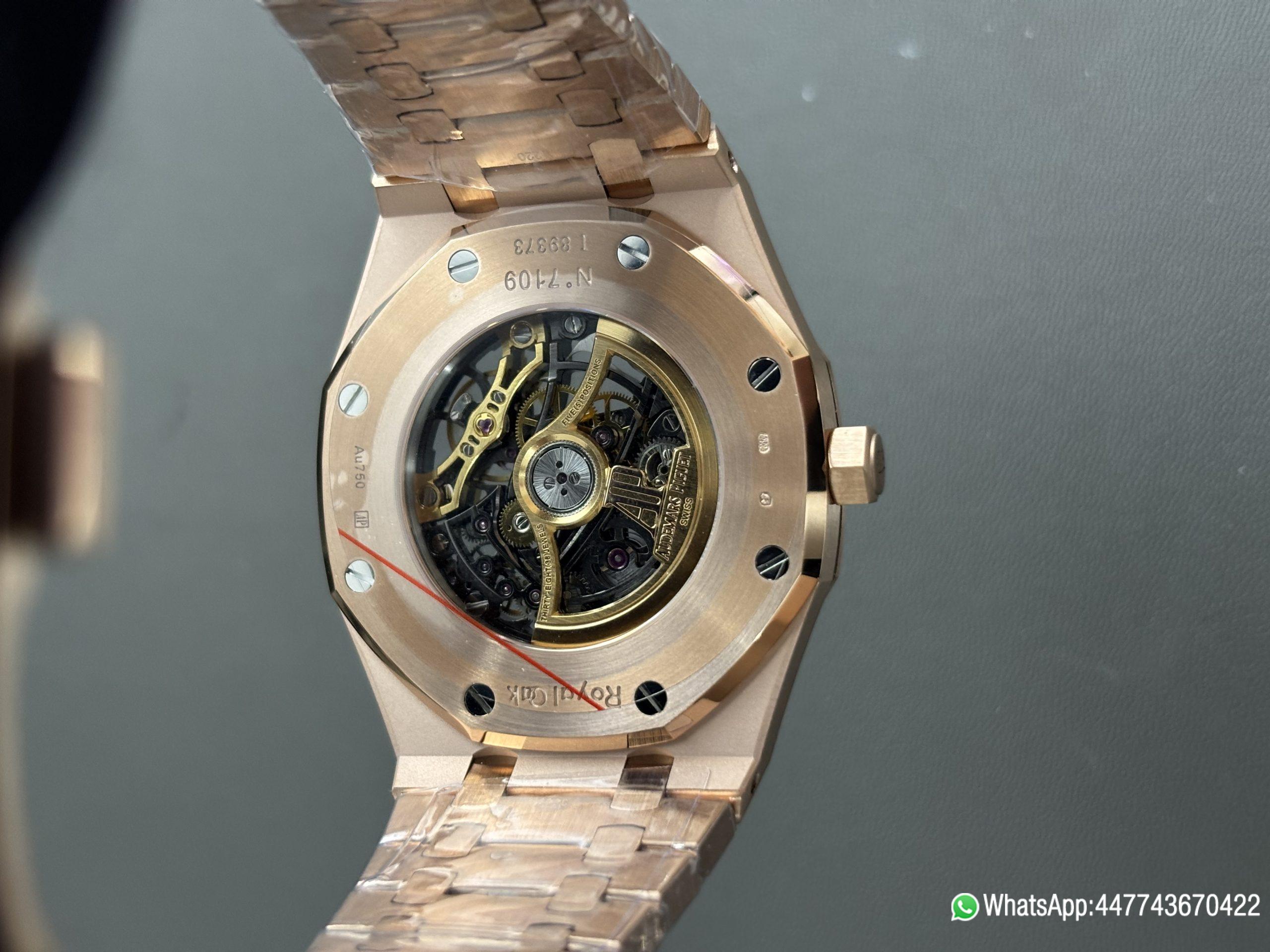 Super Clone Watch THB Royal Oak Double Balance Wheel Openworked 15407OR 41mm Skeleton Dial 18K Rose Gold Plated Solid Stainless Steel 316F 13 Super Clone Watch THB Royal Oak Double Balance Wheel Openworked 15407OR 41mm Skeleton Dial 18K Rose Gold Plated Solid Stainless Steel 316F 13