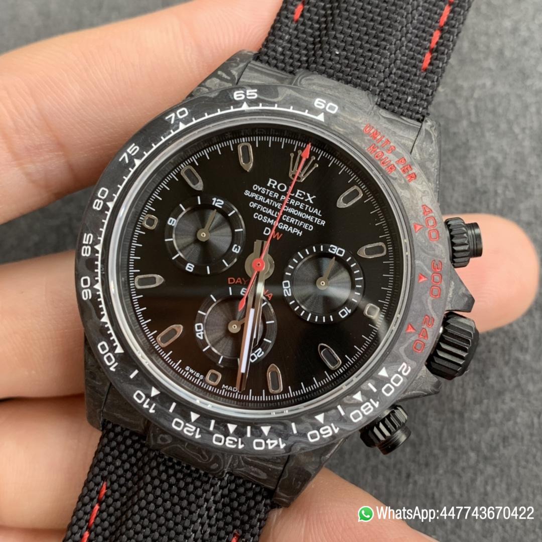 Super Clone Watch WWF ROLEX Cosmograph Daytona Series Diw Team Modified Version 40mm Carbon fiber case carbon fiber speed indicator ring and Shanghai 7750 chronograph movement 05 Super Clone Watch WWF ROLEX Cosmograph Daytona Series Diw Team Modified Version 40mm Carbon fiber case carbon fiber speed indicator ring and Shanghai 7750 chronograph movement 05