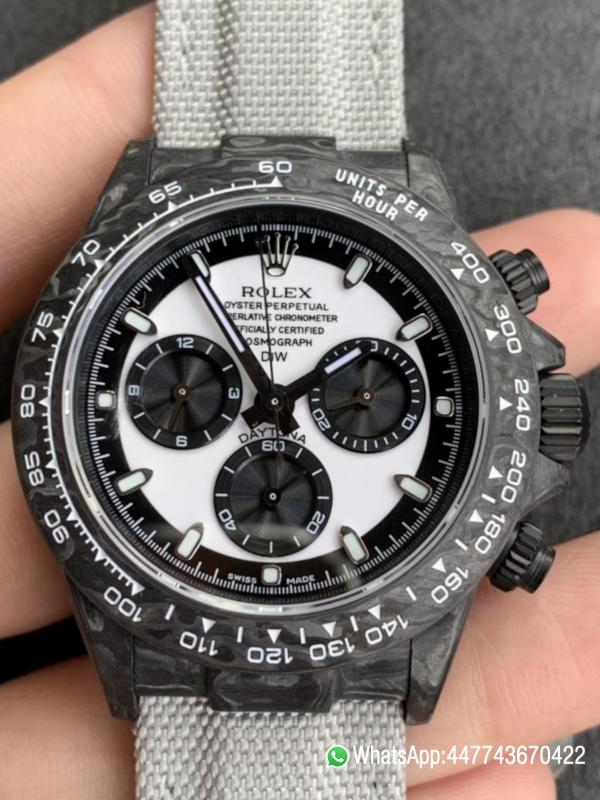 Super Clone Watch WWF Rolex Cosmograph Daytona DIW 40mm Forged carbon fiber case Panda Dial Carbon fiber bezel and Asia 7750 chronograph movement1 Super Clone Watch WWF Rolex Cosmograph Daytona DIW 40mm Forged carbon fiber case Panda Dial Carbon fiber bezel and Asia 7750 chronograph movement1
