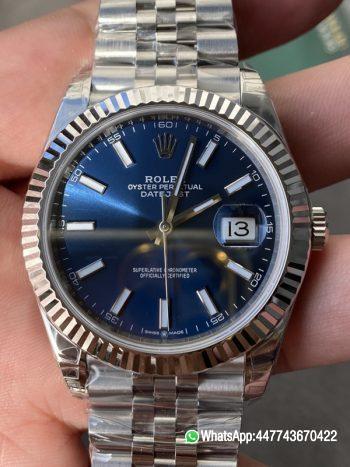 Super Clone Rolex DateJust 41 126300 0002 Blue Dial on Oyster Bracelet Dandong 3235 Movement 011