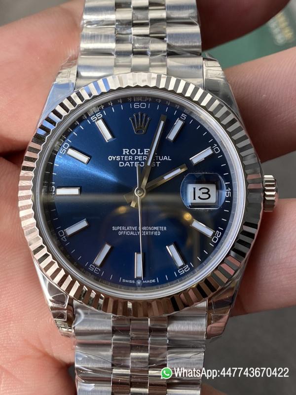 Super Clone Rolex DateJust 41 126300 0002 Blue Dial on Oyster Bracelet Dandong 3235 Movement 011 Super Clone Rolex DateJust 41 126300 0002 Blue Dial on Oyster Bracelet Dandong 3235 Movement 011
