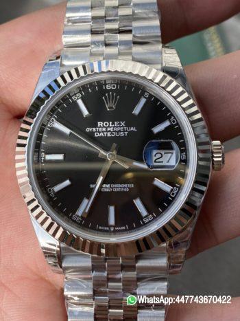 Super Clone Rolex DateJust 41 126334 0018 Black Dial on Oyster Bracelet Dandong 3235 Movement 010