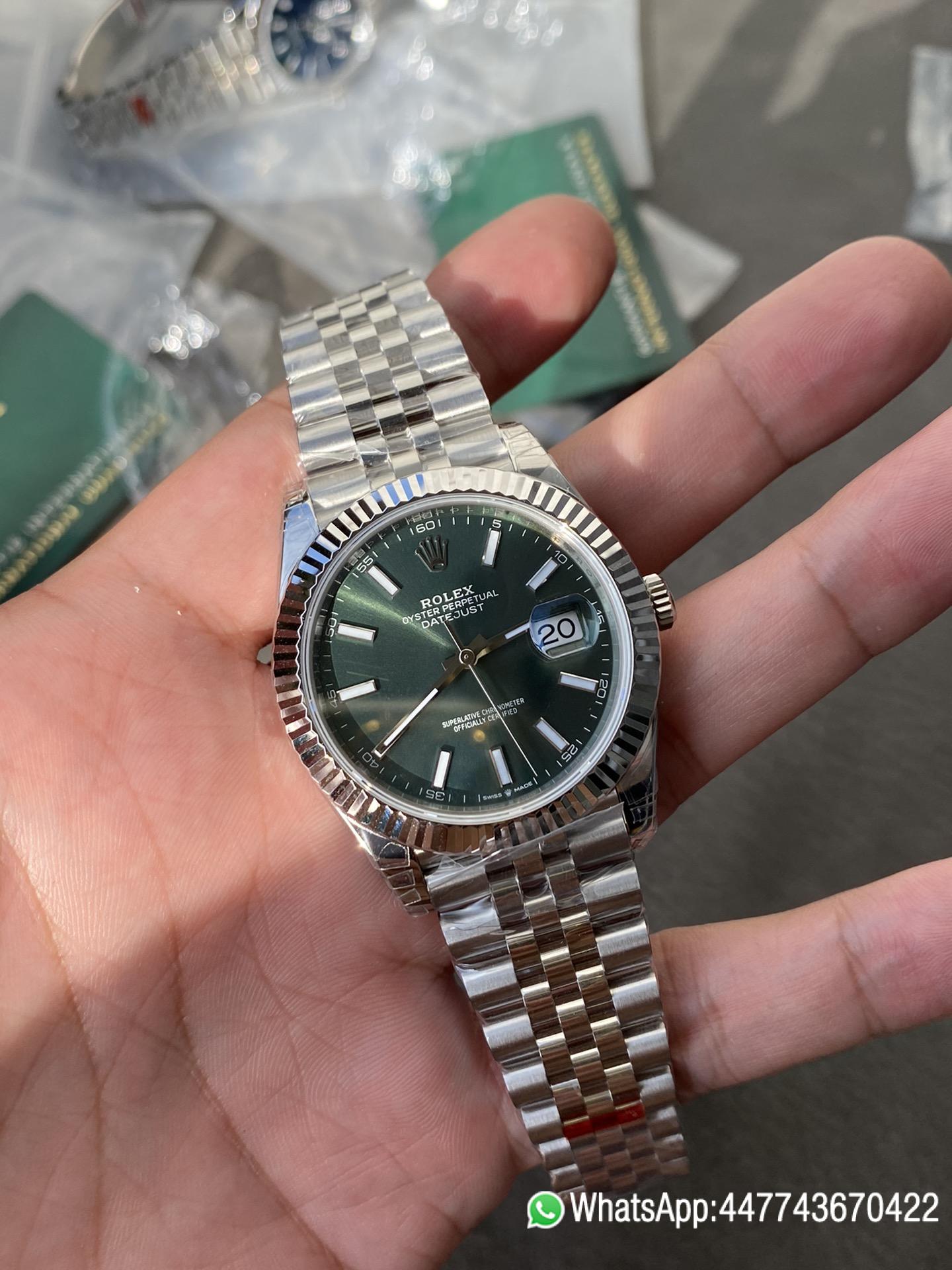 Super Clone Rolex DateJust 41 126334 0028 Green Dial on Oyster Bracelet Dandong 3235 Movement 01 Super Clone Rolex DateJust 41 126334 0028 Green Dial on Oyster Bracelet Dandong 3235 Movement 01
