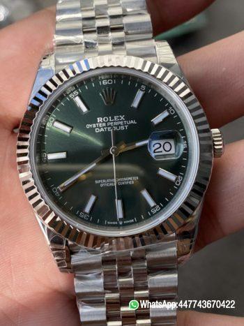 Super Clone Rolex DateJust 41 126334 0028 Green Dial on Oyster Bracelet Dandong 3235 Movement 010