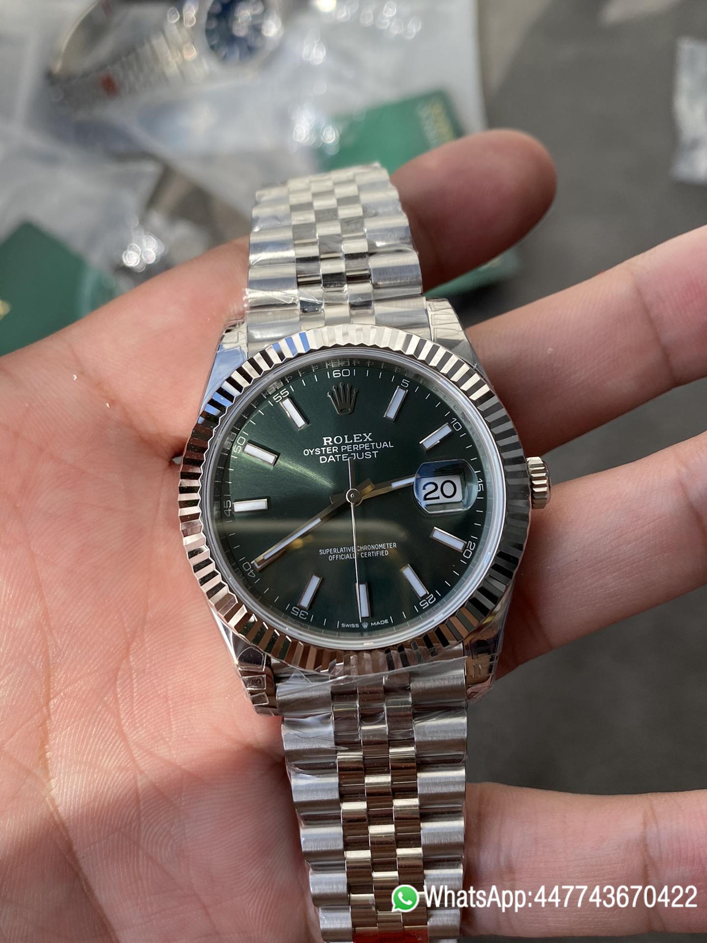 Super Clone Rolex DateJust 41 126334 0028 Green Dial on Oyster Bracelet Dandong 3235 Movement 02 Super Clone Rolex DateJust 41 126334 0028 Green Dial on Oyster Bracelet Dandong 3235 Movement 02