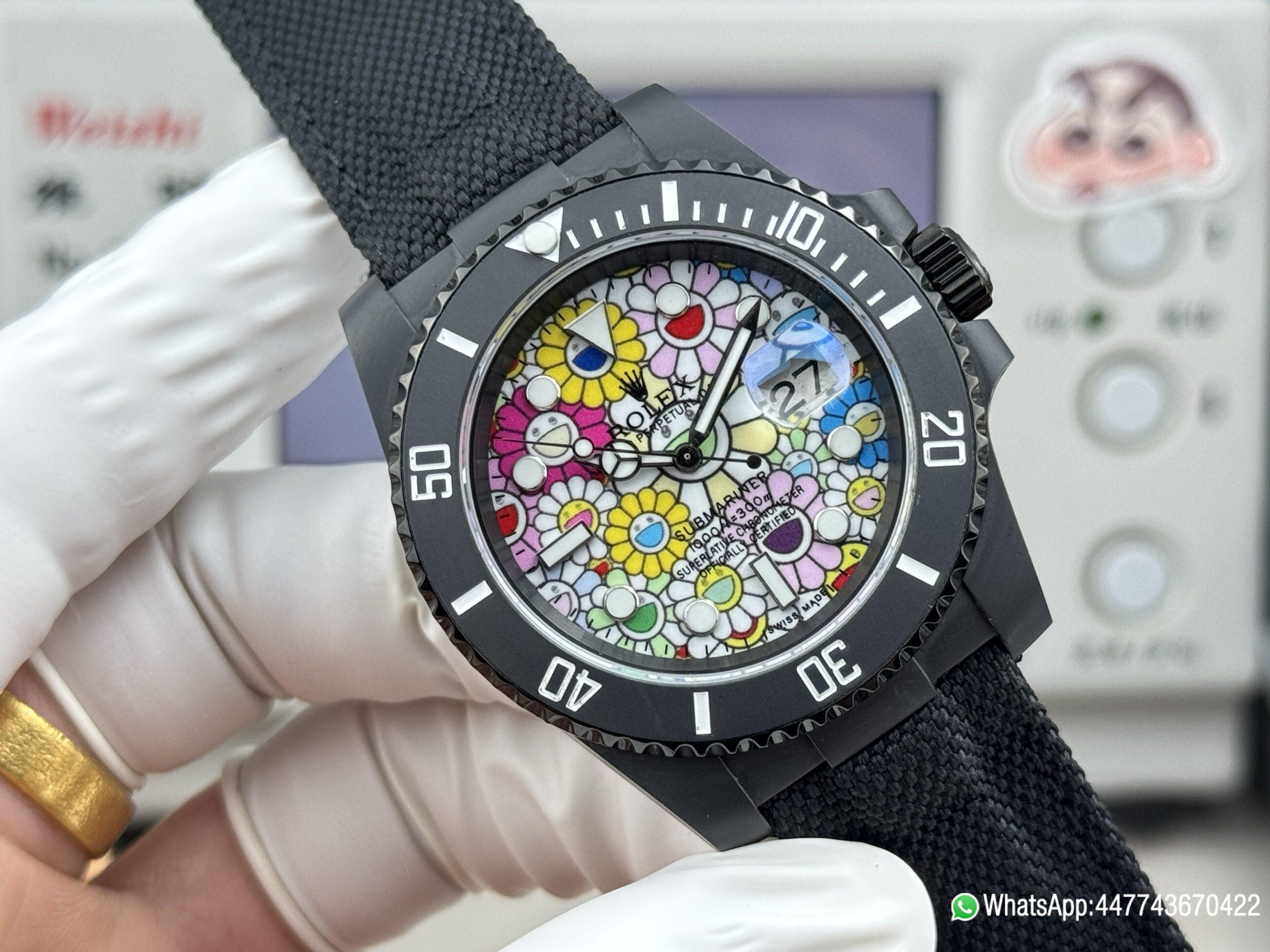 Super Clone Rolex Submariner Date DIW 41mm Takashi Murakami Flower Dial Black ceramic bezel and Dandong 3235 Movement 03 Super Clone Rolex Submariner Date DIW 41mm Takashi Murakami Flower Dial Black ceramic bezel and Dandong 3235 Movement 03