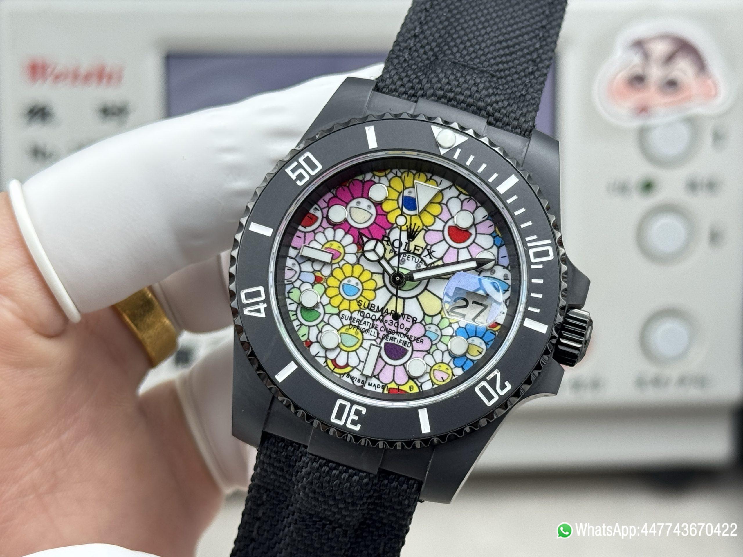 Super Clone Rolex Submariner Date DIW 41mm Takashi Murakami Flower Dial Black ceramic bezel and Dandong 3235 Movement 04 Super Clone Rolex Submariner Date DIW 41mm Takashi Murakami Flower Dial Black ceramic bezel and Dandong 3235 Movement 04
