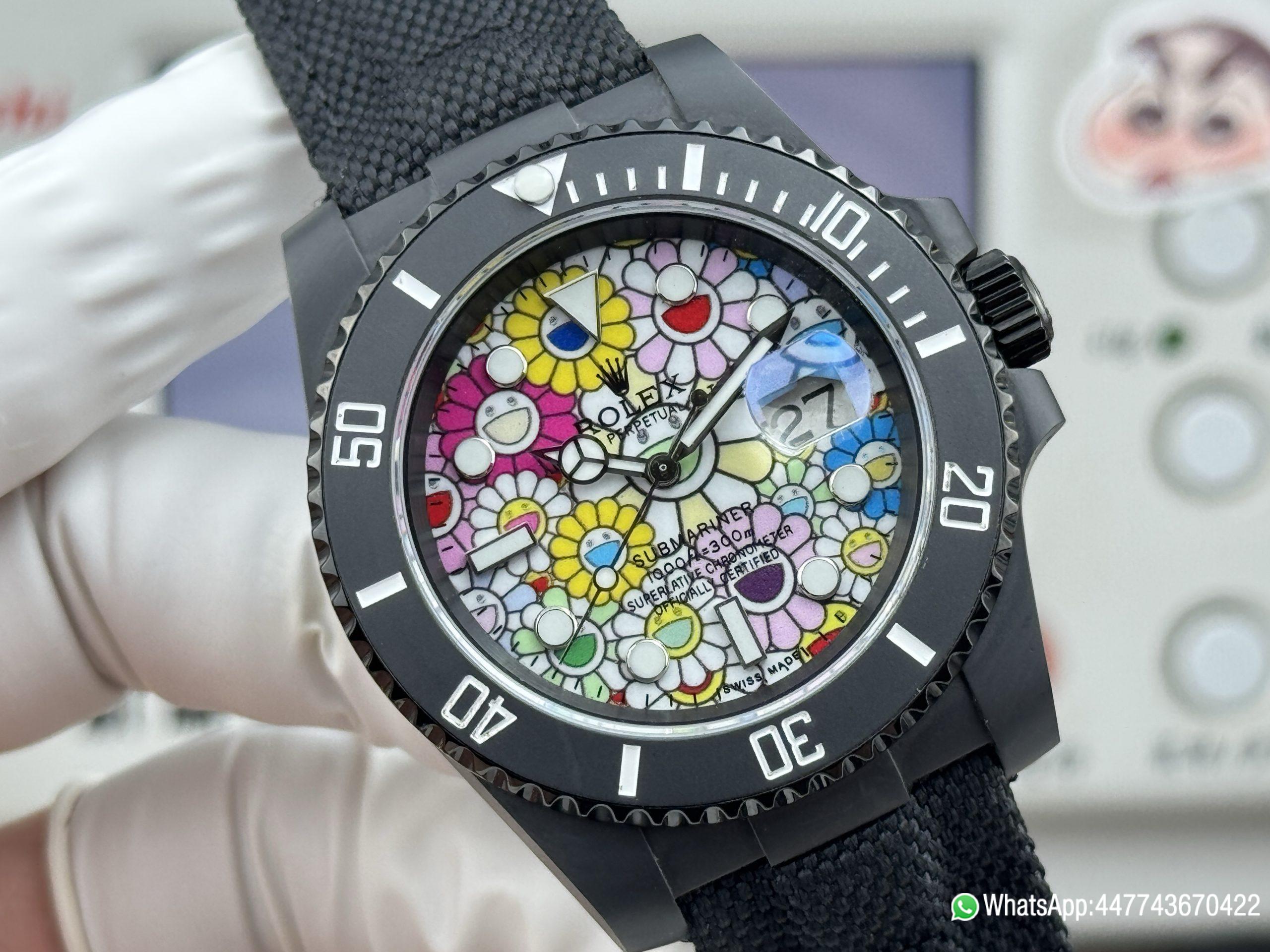 Super Clone Rolex Submariner Date DIW 41mm Takashi Murakami Flower Dial Black ceramic bezel and Dandong 3235 Movement 05 Super Clone Rolex Submariner Date DIW 41mm Takashi Murakami Flower Dial Black ceramic bezel and Dandong 3235 Movement 05