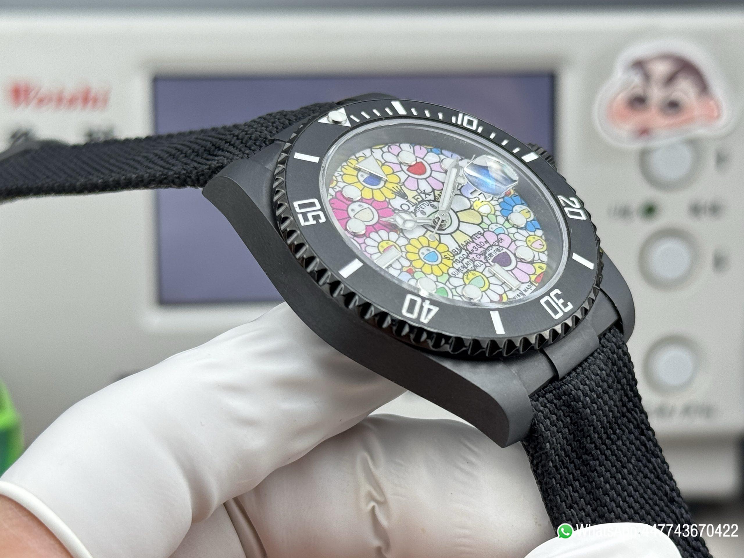Super Clone Rolex Submariner Date DIW 41mm Takashi Murakami Flower Dial Black ceramic bezel and Dandong 3235 Movement 07 Super Clone Rolex Submariner Date DIW 41mm Takashi Murakami Flower Dial Black ceramic bezel and Dandong 3235 Movement 07