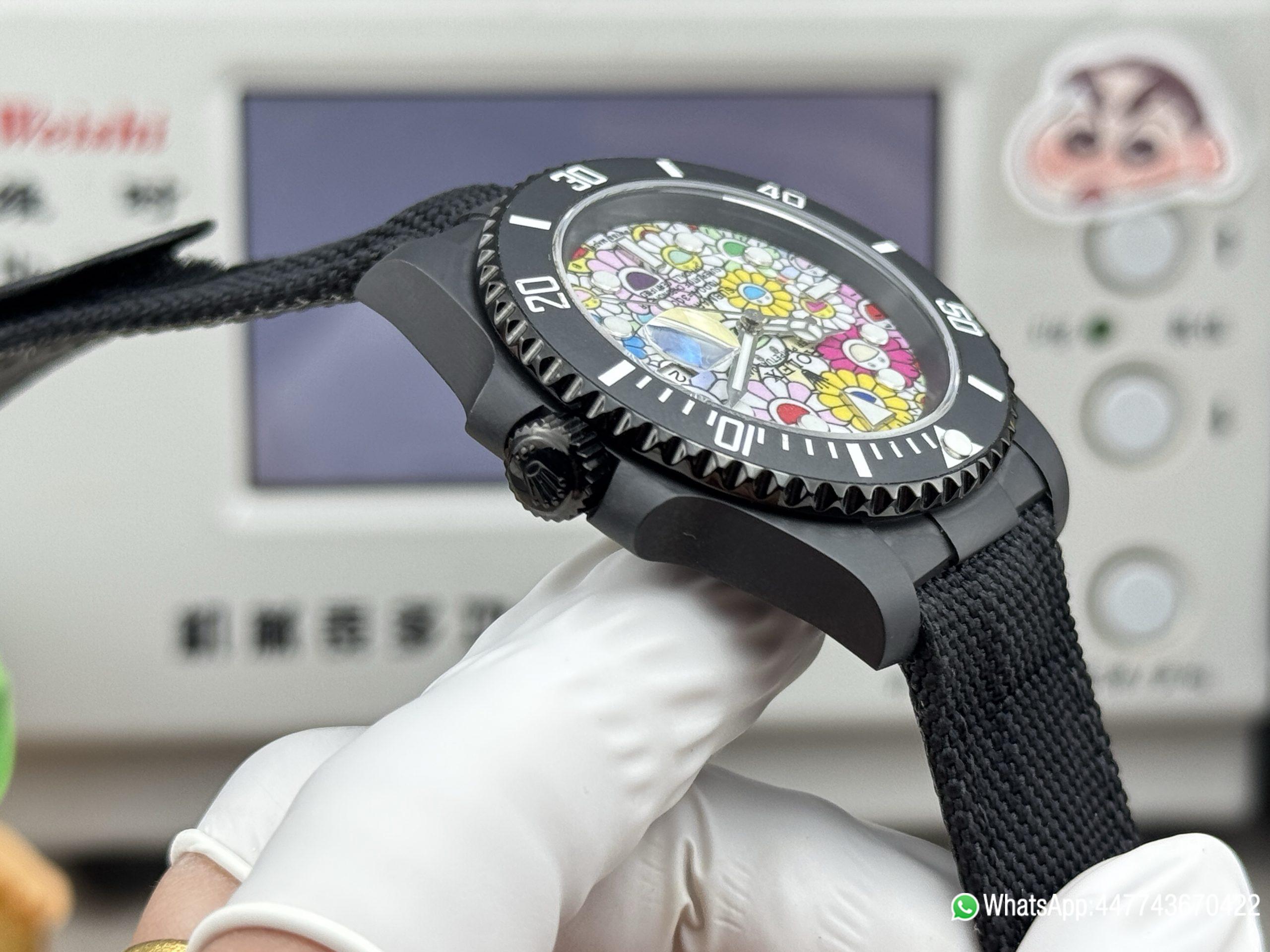 Super Clone Rolex Submariner Date DIW 41mm Takashi Murakami Flower Dial Black ceramic bezel and Dandong 3235 Movement 08 Super Clone Rolex Submariner Date DIW 41mm Takashi Murakami Flower Dial Black ceramic bezel and Dandong 3235 Movement 08