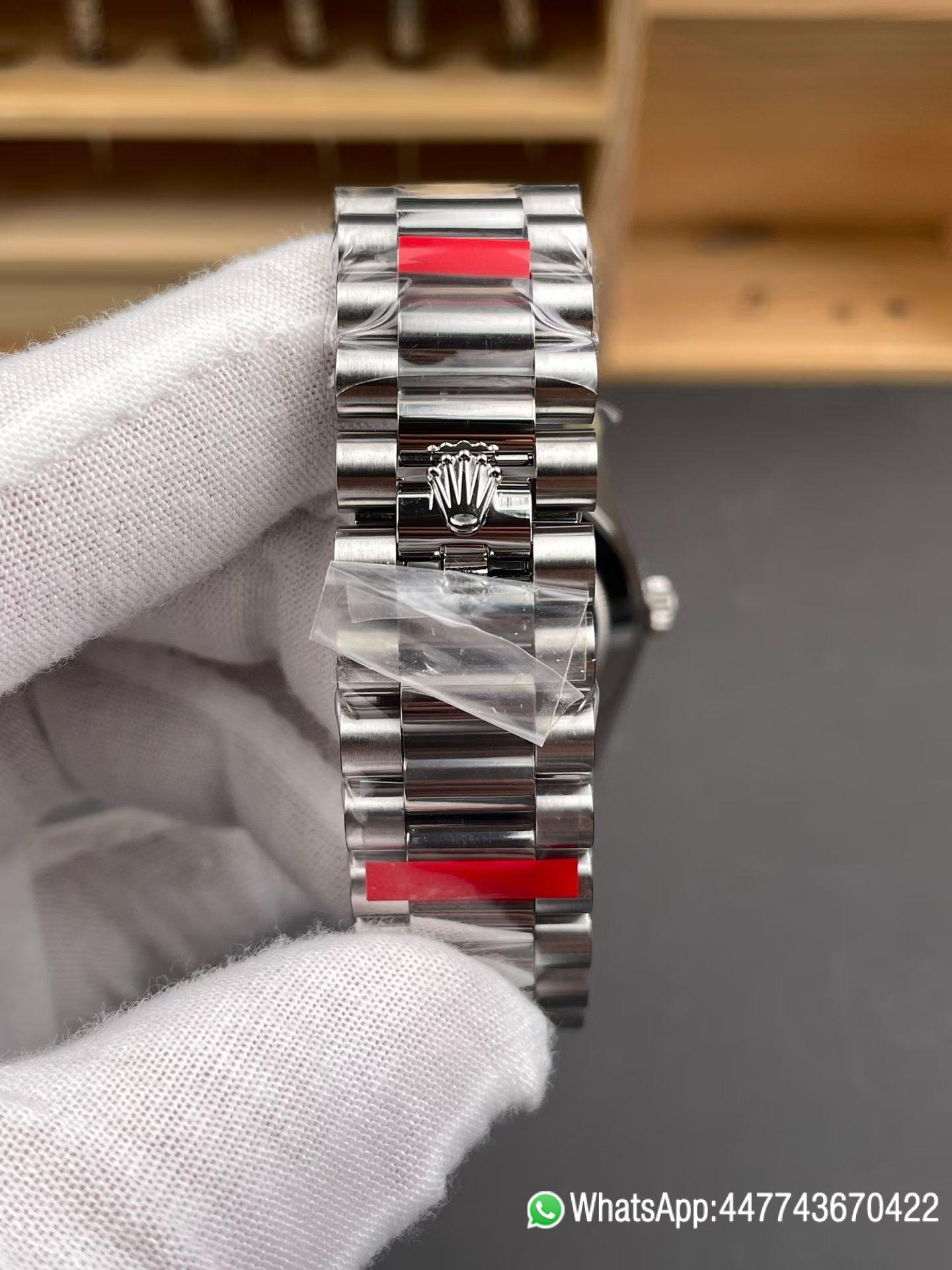 Super Clone VSF Rolex Day Date 40 SS RCF 11 Best Edition Black Stick Dial on President Bracelet Dandong 3255 07 Super Clone VSF Rolex Day Date 40 SS RCF 11 Best Edition Black Stick Dial on President Bracelet Dandong 3255 07