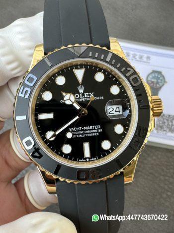 Super Clone Watch Rolex Yacht Master 116655 Watch 11 Best Edition Black Ceramic Bezel on Oysterflex Rubber Strap VS3135 012