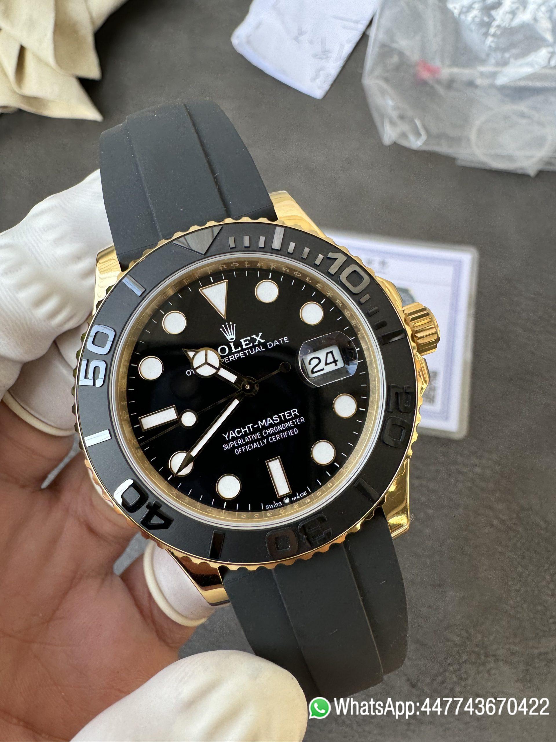 Super Clone Watch Rolex Yacht Master 116655 Watch 11 Best Edition Black Ceramic Bezel on Oysterflex Rubber Strap VS3135 06