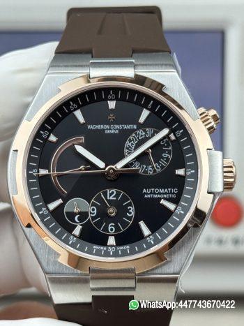 Super Clone Watch V Factory Vacheron Constantin Overseas 42mm Black matte sun grain Dail 316L stainless steel case 18K rose gold bezel and Replica version 1222 SC type movement 0