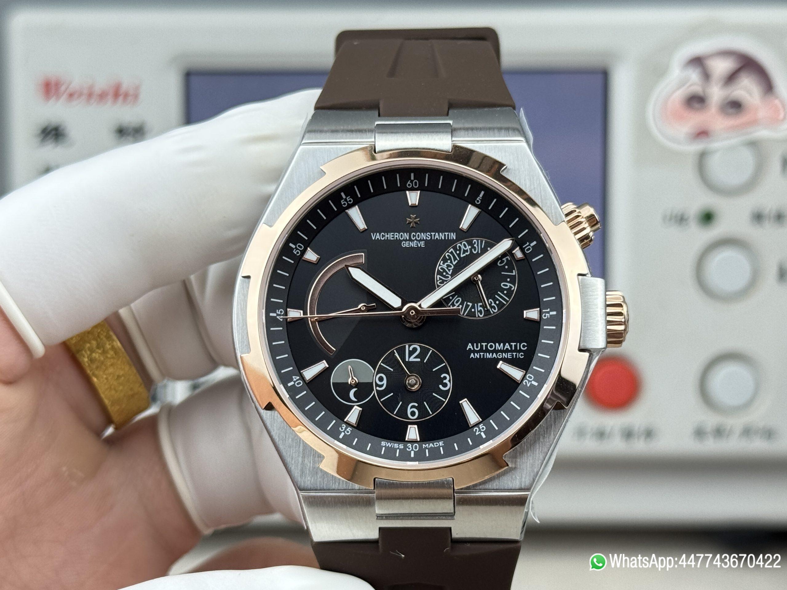Super Clone Watch V Factory Vacheron Constantin Overseas 42mm Black matte sun grain Dail 316L stainless steel case 18K rose gold bezel and Replica version 1222 SC type movement 01 Super Clone Watch V Factory Vacheron Constantin Overseas 42mm Black matte sun grain Dail 316L stainless steel case 18K rose gold bezel and Replica version 1222 SC type movement 01