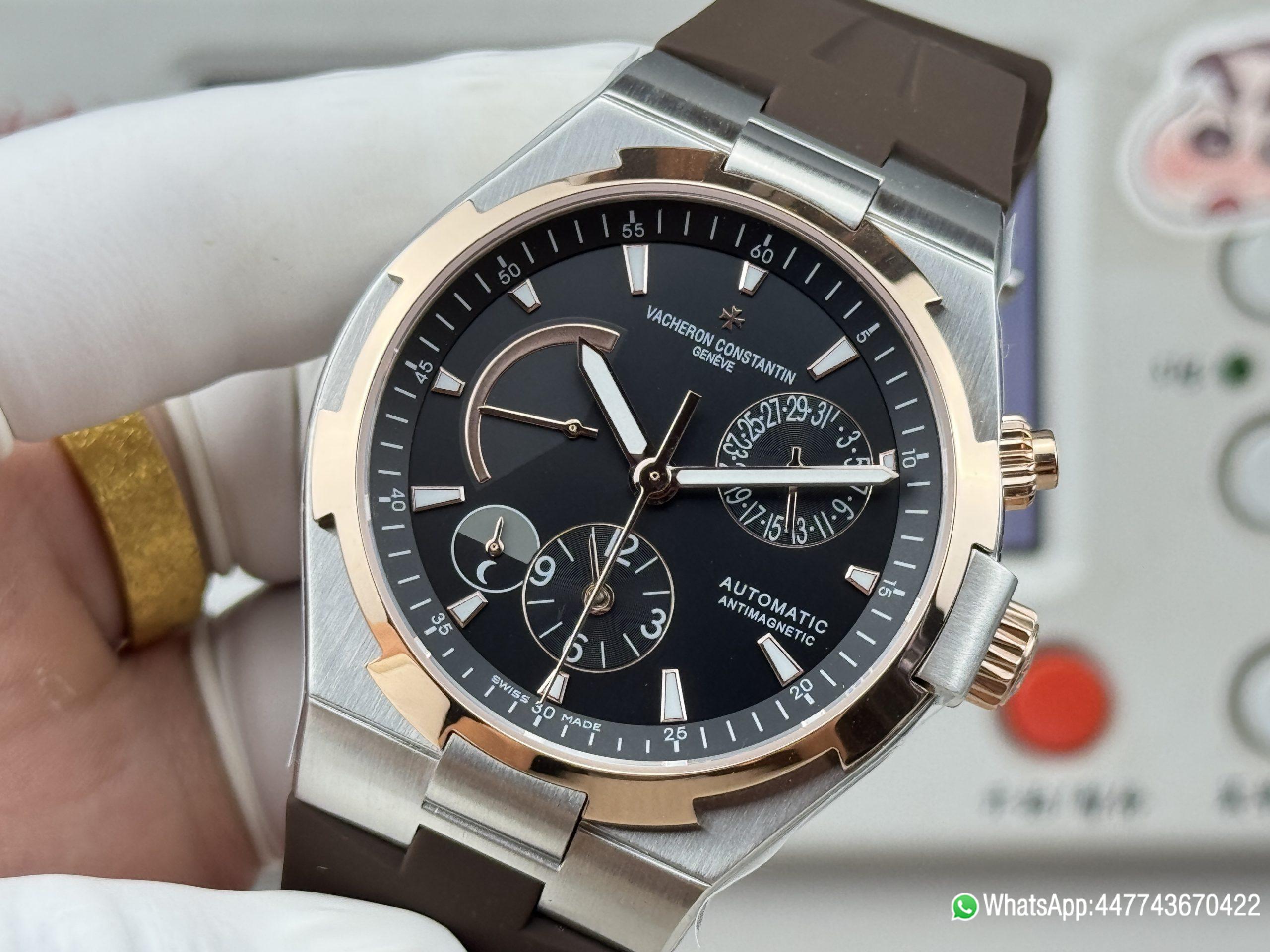 Super Clone Watch V Factory Vacheron Constantin Overseas 42mm Black matte sun grain Dail 316L stainless steel case 18K rose gold bezel and Replica version 1222 SC type movement 02 Super Clone Watch V Factory Vacheron Constantin Overseas 42mm Black matte sun grain Dail 316L stainless steel case 18K rose gold bezel and Replica version 1222 SC type movement 02