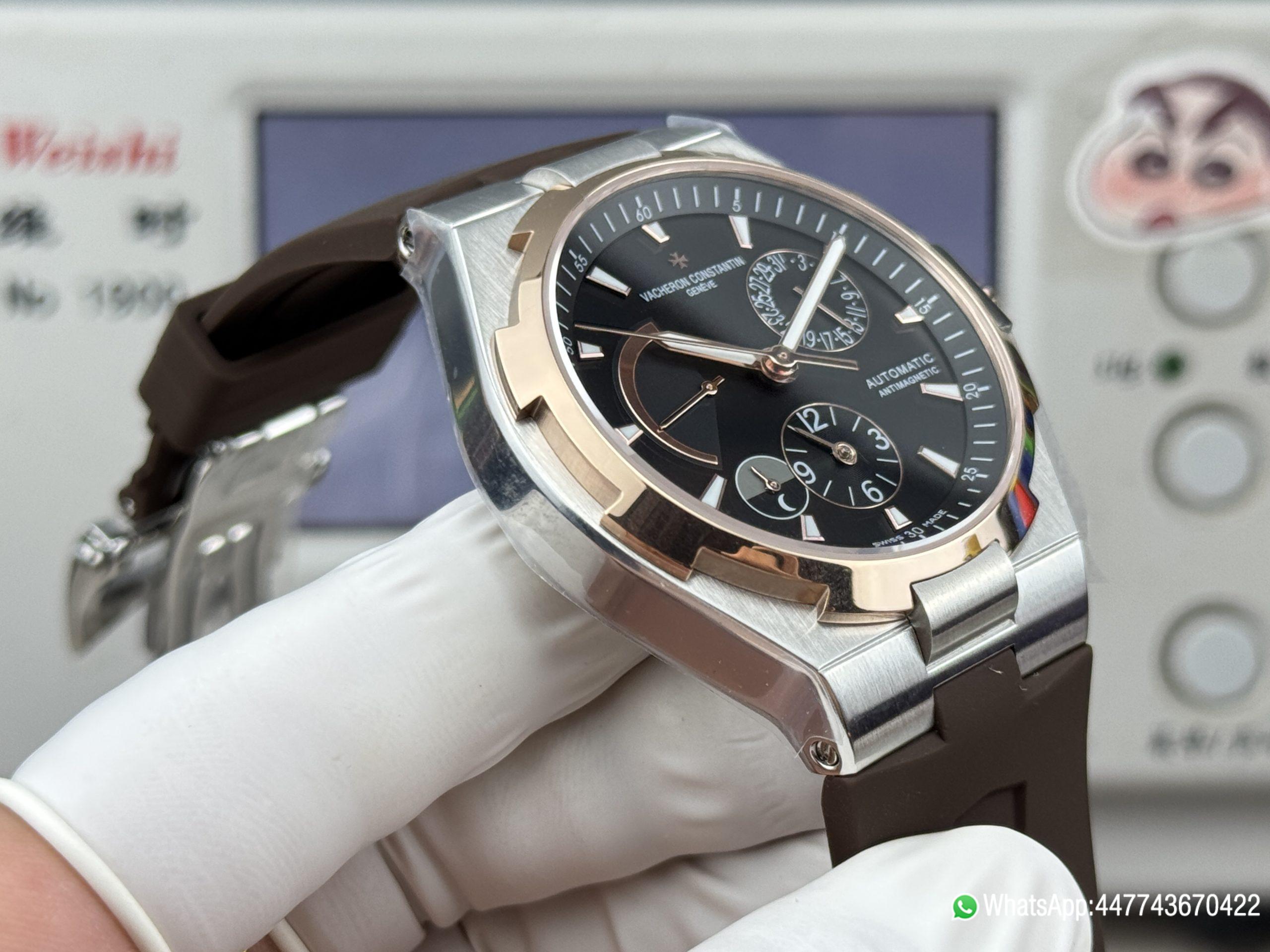 Super Clone Watch V Factory Vacheron Constantin Overseas 42mm Black matte sun grain Dail 316L stainless steel case 18K rose gold bezel and Replica version 1222 SC type movement 03