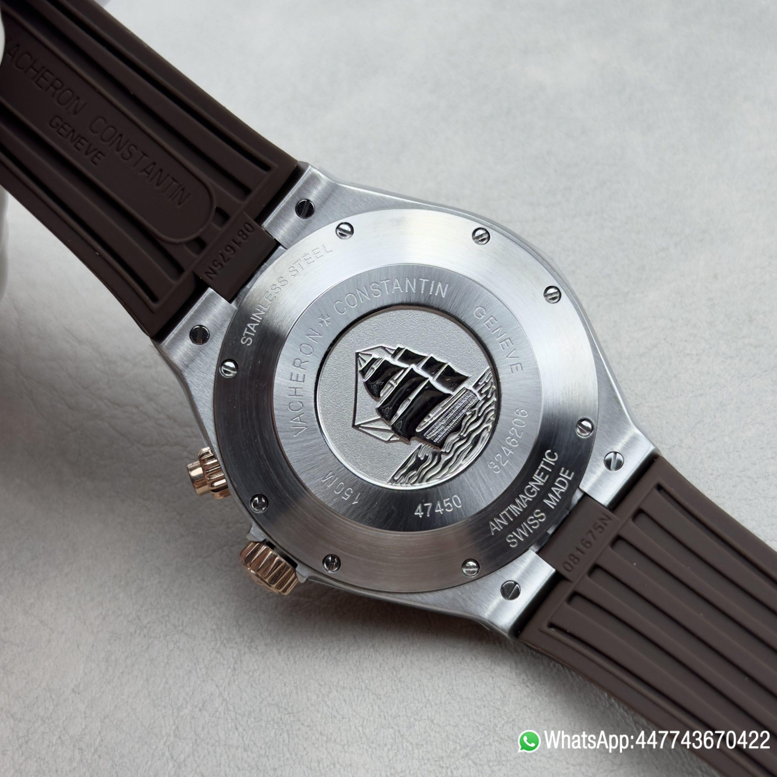 Super Clone Watch V Factory Vacheron Constantin Overseas 42mm Black matte sun grain Dail 316L stainless steel case 18K rose gold bezel and Replica version 1222 SC type movement 04