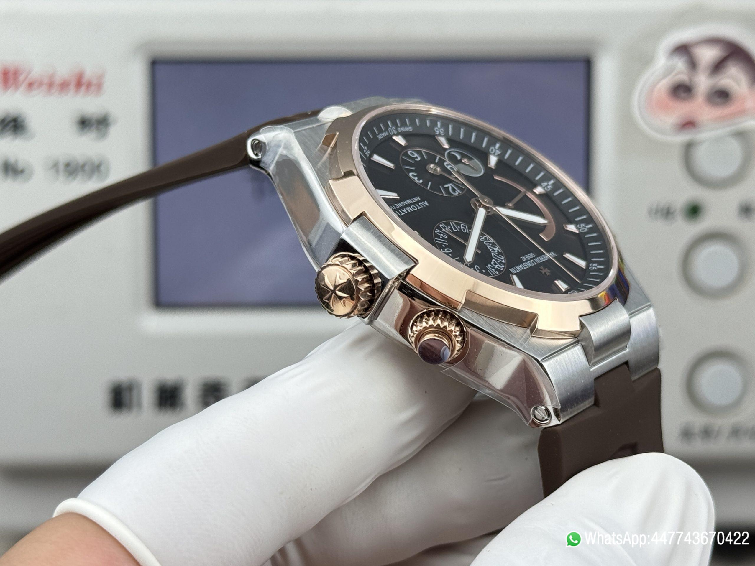 Super Clone Watch V Factory Vacheron Constantin Overseas 42mm Black matte sun grain Dail 316L stainless steel case 18K rose gold bezel and Replica version 1222 SC type movement 05 2 Super Clone Watch V Factory Vacheron Constantin Overseas 42mm Black matte sun grain Dail 316L stainless steel case 18K rose gold bezel and Replica version 1222 SC type movement 05 2