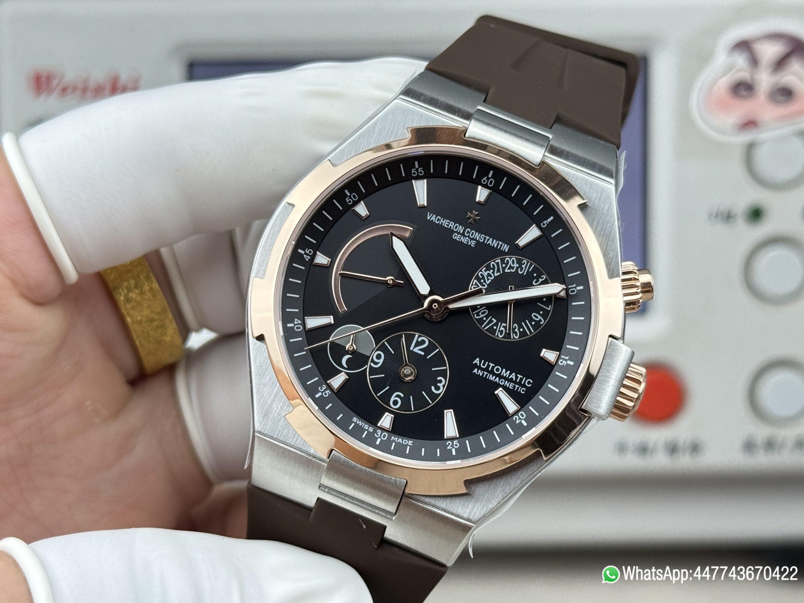 Super Clone Watch V Factory Vacheron Constantin Overseas 42mm Black matte sun grain Dail 316L stainless steel case 18K rose gold bezel and Replica version 1222 SC type movement 07