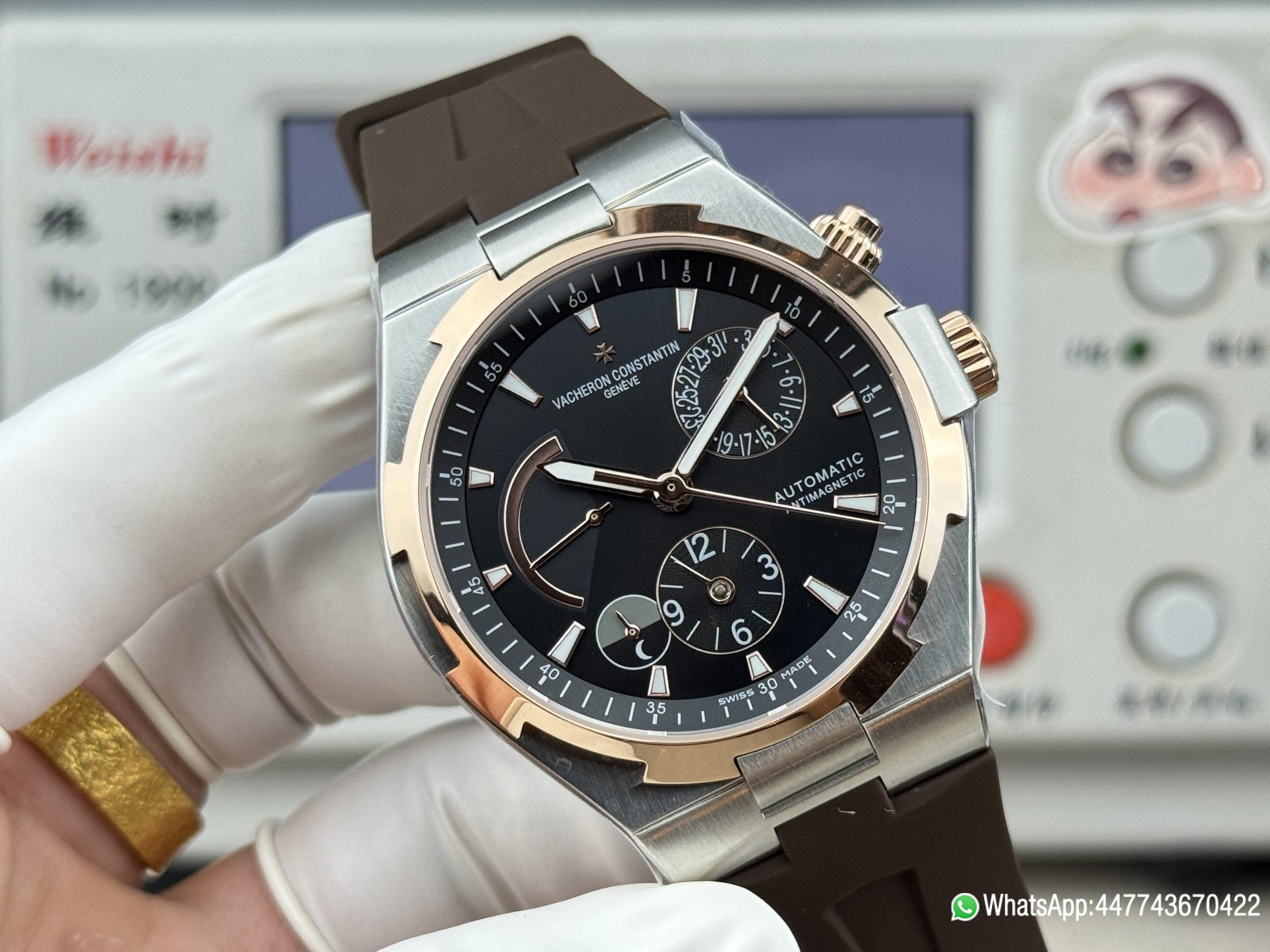 Super Clone Watch V Factory Vacheron Constantin Overseas 42mm Black matte sun grain Dail 316L stainless steel case 18K rose gold bezel and Replica version 1222 SC type movement 08 Super Clone Watch V Factory Vacheron Constantin Overseas 42mm Black matte sun grain Dail 316L stainless steel case 18K rose gold bezel and Replica version 1222 SC type movement 08