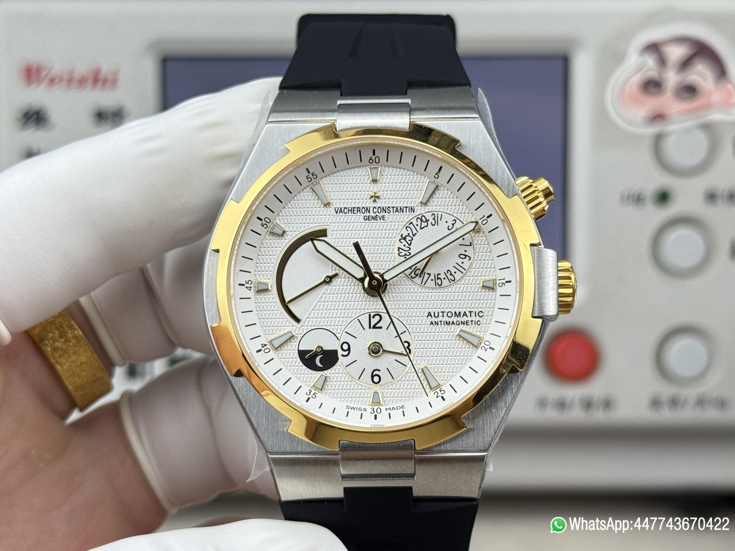 Super Clone Watch V Factory Vacheron Constantin Overseas 42mm Silver White Dail 316L stainless steel case 18K gold bezel and Replica version 1222 SC type movement 0