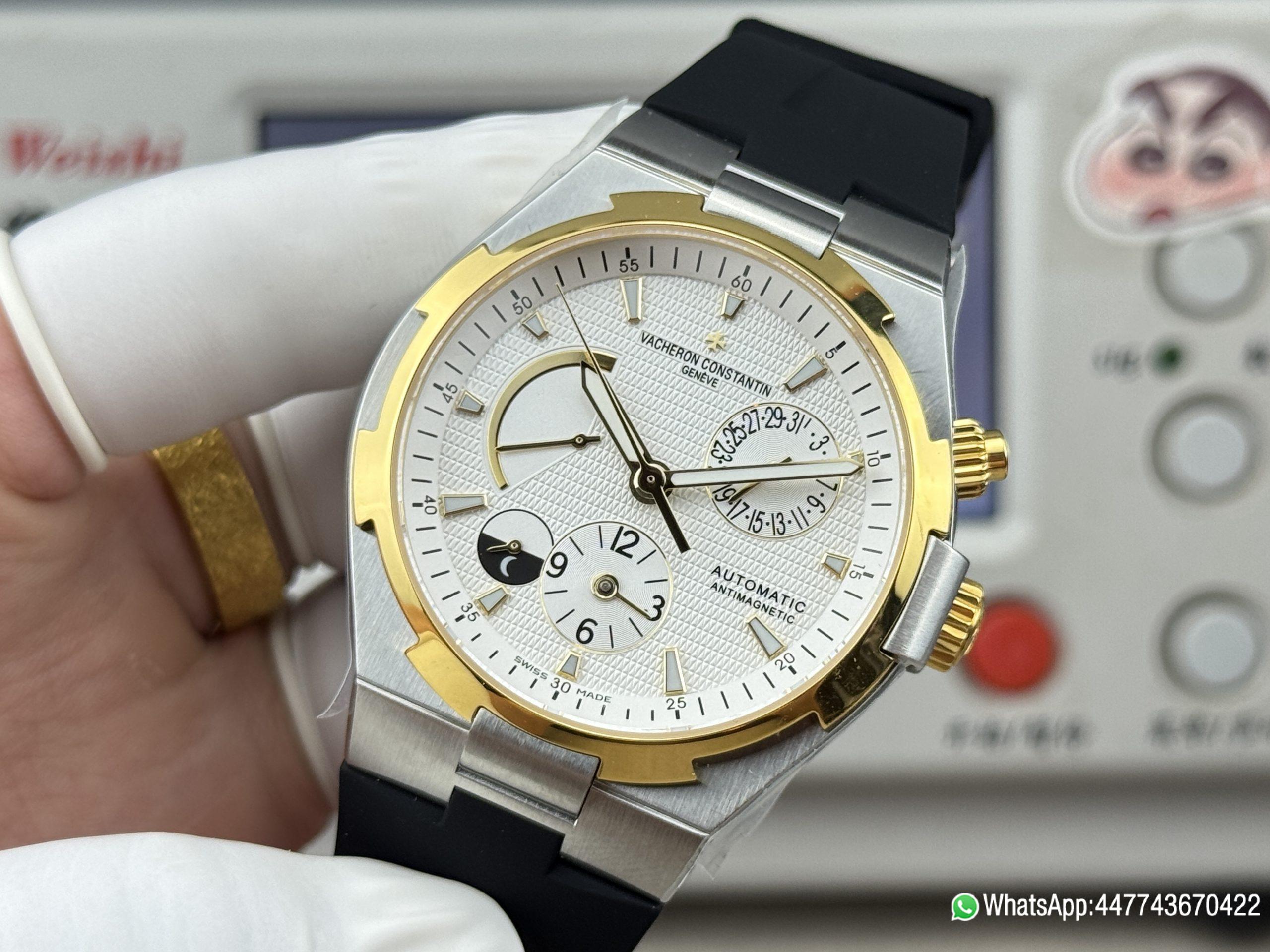 Super Clone Watch V Factory Vacheron Constantin Overseas 42mm Silver White Dail 316L stainless steel case 18K gold bezel and Replica version 1222 SC type movement 02