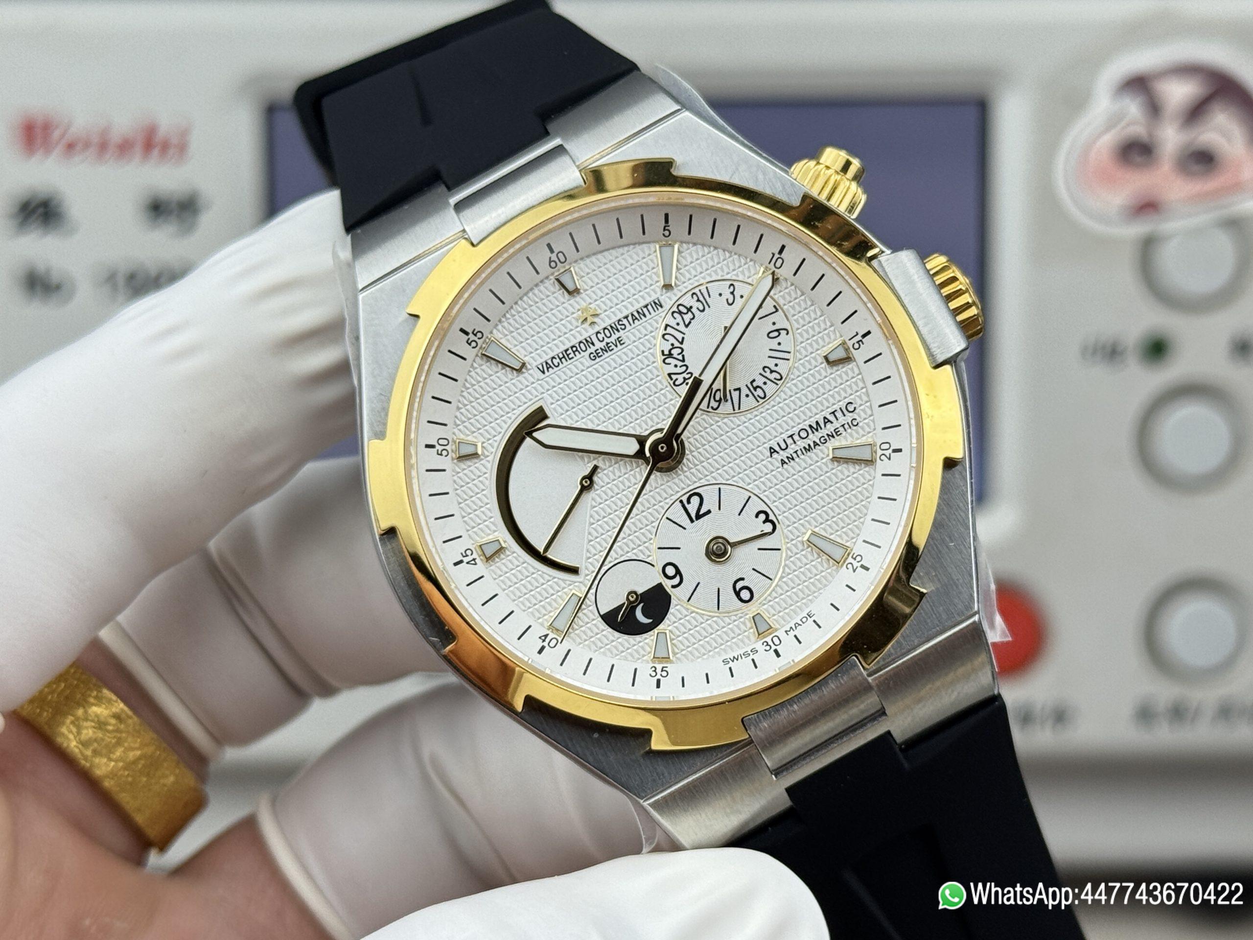 Super Clone Watch V Factory Vacheron Constantin Overseas 42mm Silver White Dail 316L stainless steel case 18K gold bezel and Replica version 1222 SC type movement 03 Super Clone Watch V Factory Vacheron Constantin Overseas 42mm Silver White Dail 316L stainless steel case 18K gold bezel and Replica version 1222 SC type movement 03