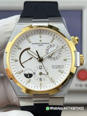 Super Clone Watch V Factory Vacheron Constantin Overseas 42mm Silver White Dail 316L stainless steel case 18K gold bezel and Replica version 1222 SC type movement 110
