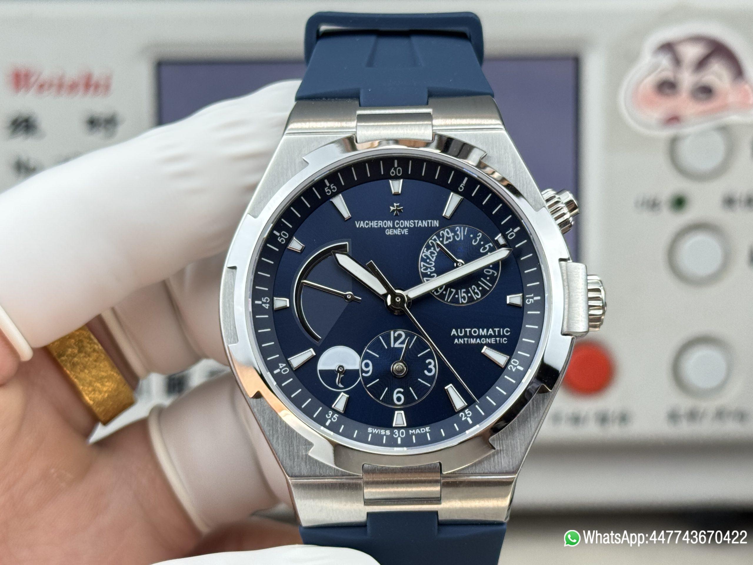 Super Clone Watch V Factory Vacheron Constantin Overseas 42mm Sunburst Blue Dail 316L stainless steel case and Replica version 1222 SC type movement 02 Super Clone Watch V Factory Vacheron Constantin Overseas 42mm Sunburst Blue Dail 316L stainless steel case and Replica version 1222 SC type movement 02