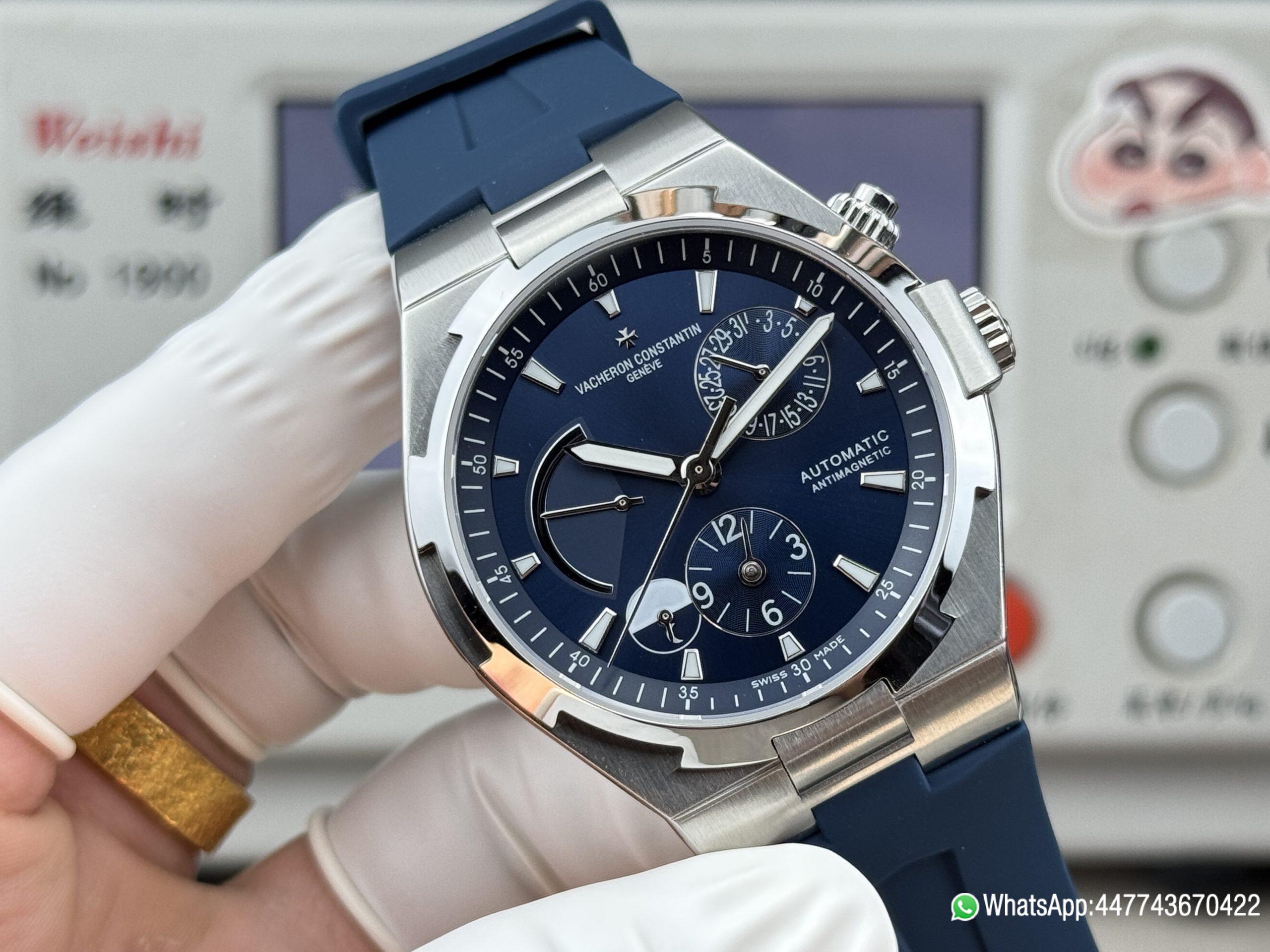 Super Clone Watch V Factory Vacheron Constantin Overseas 42mm Sunburst Blue Dail 316L stainless steel case and Replica version 1222 SC type movement 06 Super Clone Watch V Factory Vacheron Constantin Overseas 42mm Sunburst Blue Dail 316L stainless steel case and Replica version 1222 SC type movement 06