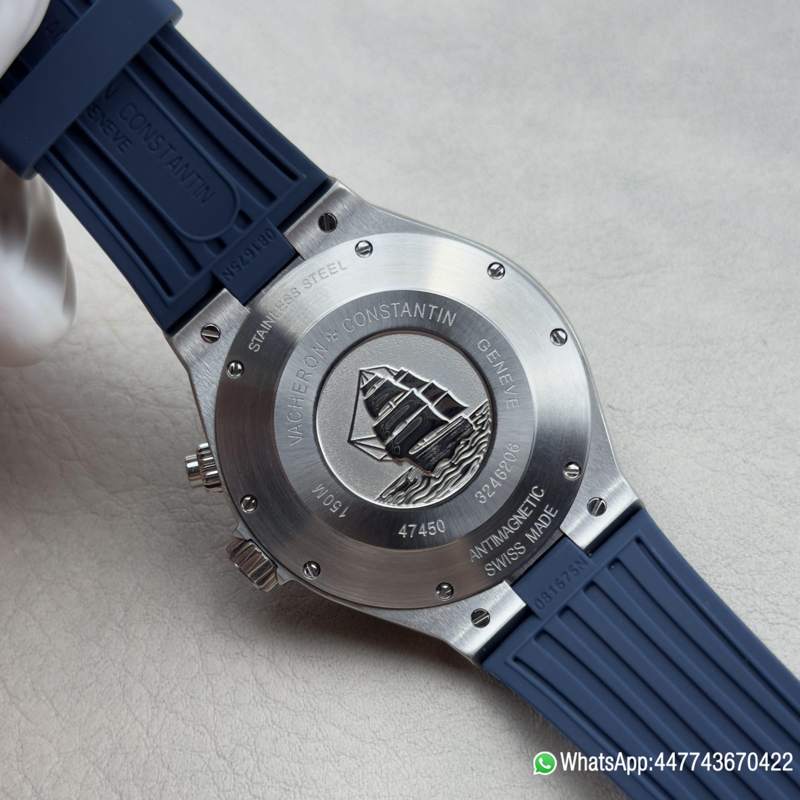 Super Clone Watch V Factory Vacheron Constantin Overseas 42mm Sunburst Blue Dail 316L stainless steel case and Replica version 1222 SC type movement 09 Super Clone Watch V Factory Vacheron Constantin Overseas 42mm Sunburst Blue Dail 316L stainless steel case and Replica version 1222 SC type movement 09