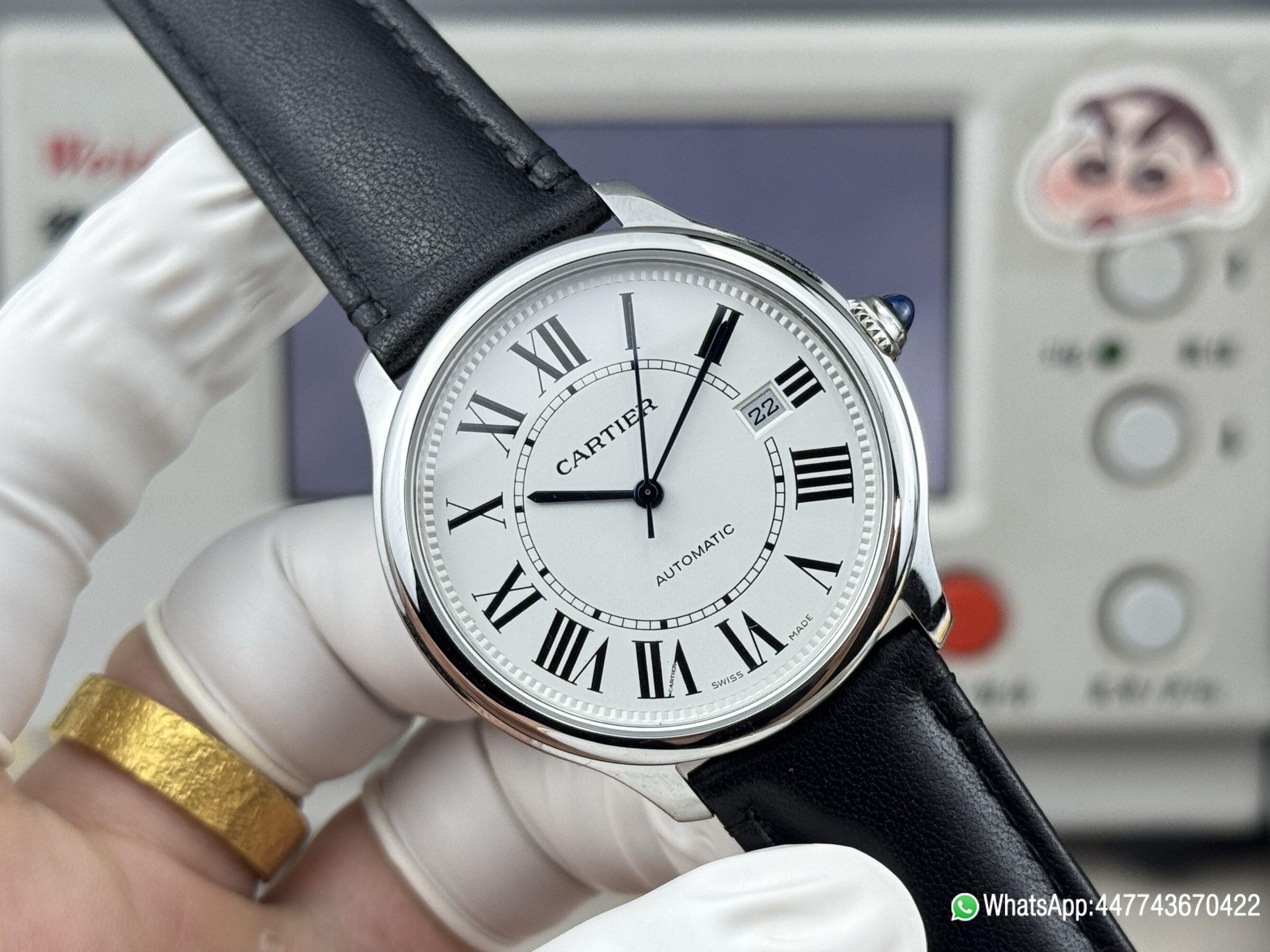 Super clone watch Ronde Solo de Cartier Automatic Date Silver white Dail 316L stainless steel case and Cartier 1847 MC Automatic Mechanical Movement 06 Super clone watch Ronde Solo de Cartier Automatic Date Silver white Dail 316L stainless steel case and Cartier 1847 MC Automatic Mechanical Movement 06