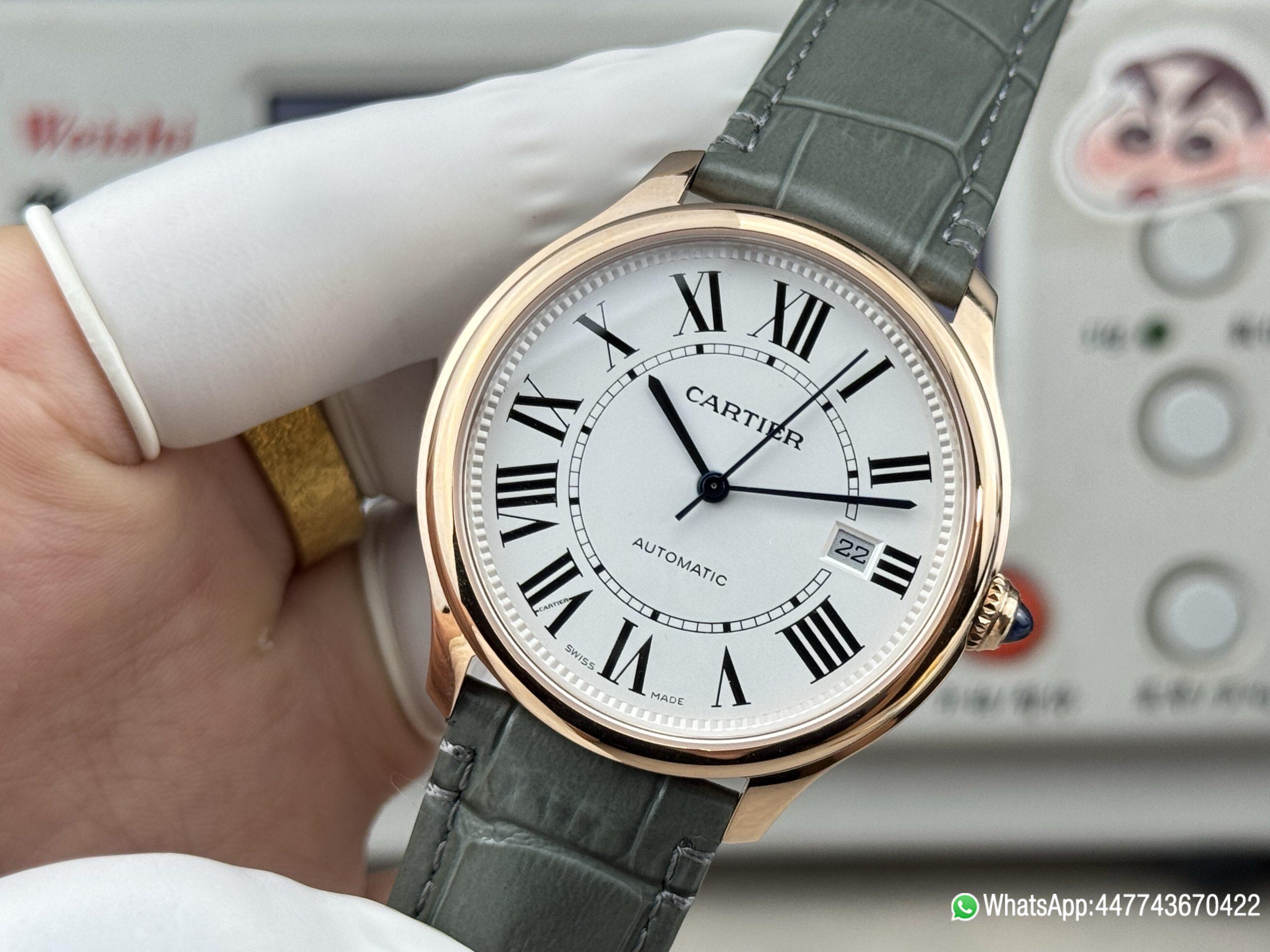 Super clone watch Ronde Solo de Cartier Automatic Date Silver white Dail 316L stainless steel case plated with rose gold and Cartier 1847 MC Automatic Mechanical Movement 01 Super clone watch Ronde Solo de Cartier Automatic Date Silver white Dail 316L stainless steel case plated with rose gold and Cartier 1847 MC Automatic Mechanical Movement 01