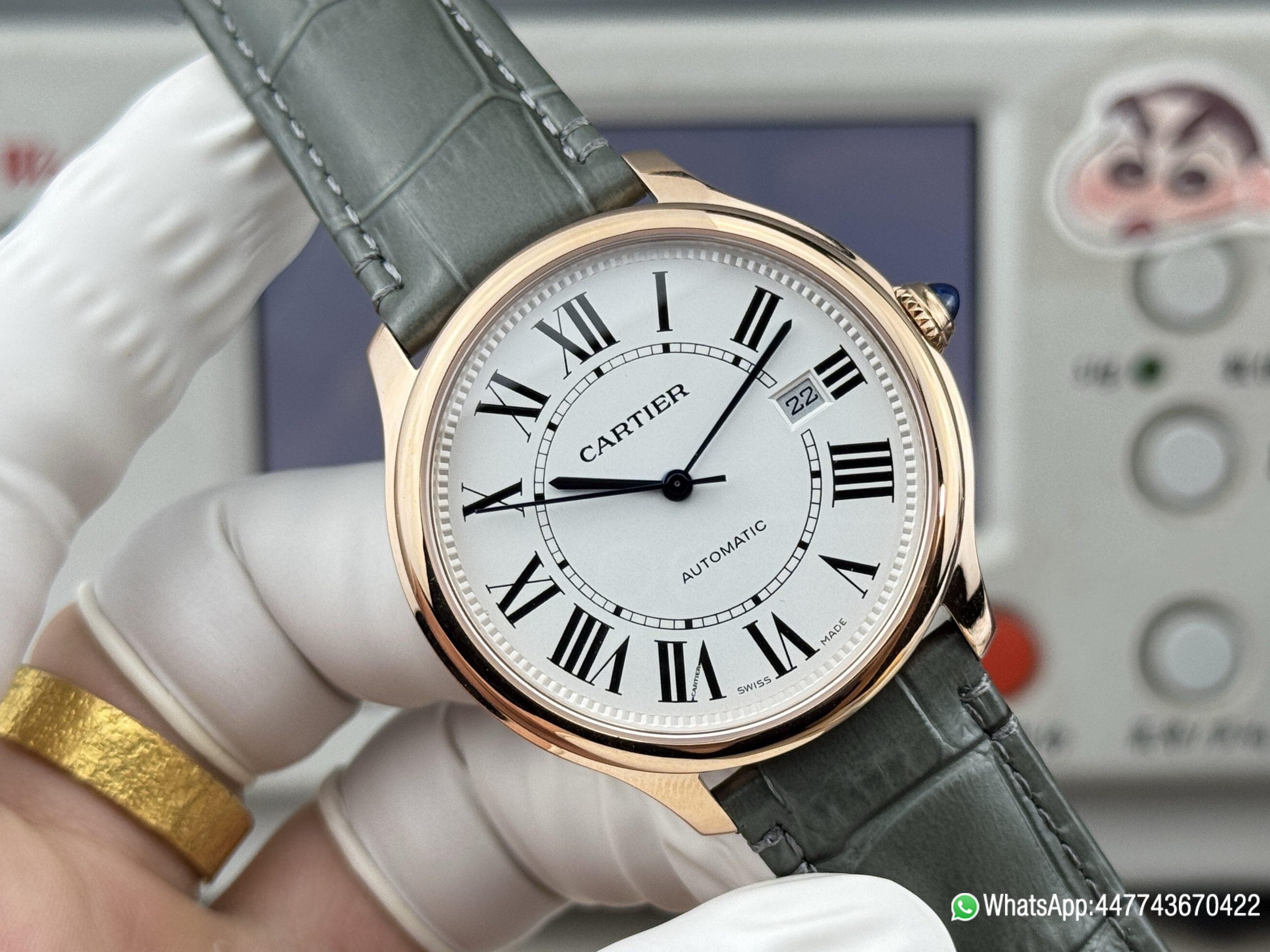 Super clone watch Ronde Solo de Cartier Automatic Date Silver white Dail 316L stainless steel case plated with rose gold and Cartier 1847 MC Automatic Mechanical Movement 02 Super clone watch Ronde Solo de Cartier Automatic Date Silver white Dail 316L stainless steel case plated with rose gold and Cartier 1847 MC Automatic Mechanical Movement 02