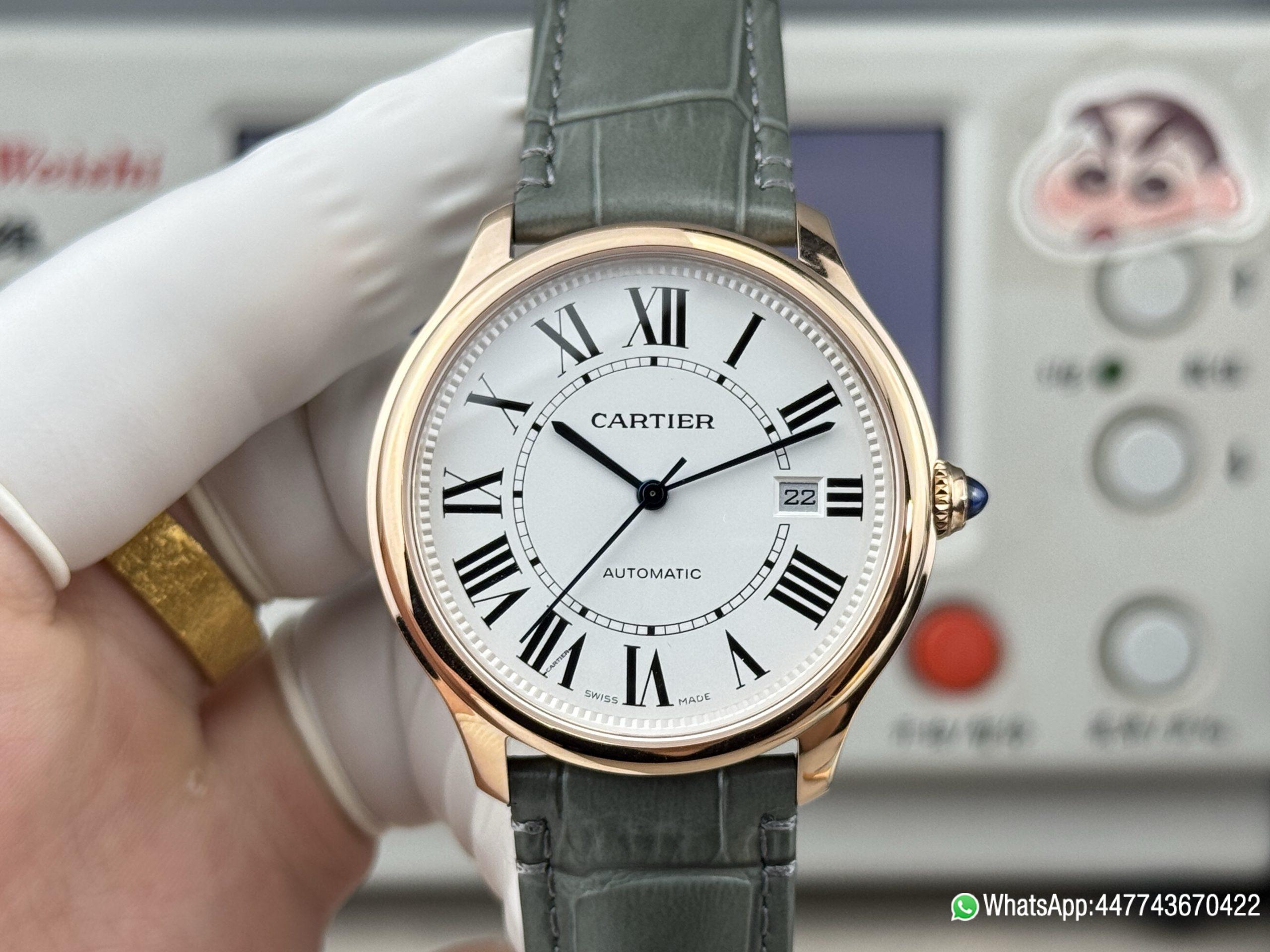 Super clone watch Ronde Solo de Cartier Automatic Date Silver white Dail 316L stainless steel case plated with rose gold and Cartier 1847 MC Automatic Mechanical Movement 03 Super clone watch Ronde Solo de Cartier Automatic Date Silver white Dail 316L stainless steel case plated with rose gold and Cartier 1847 MC Automatic Mechanical Movement 03