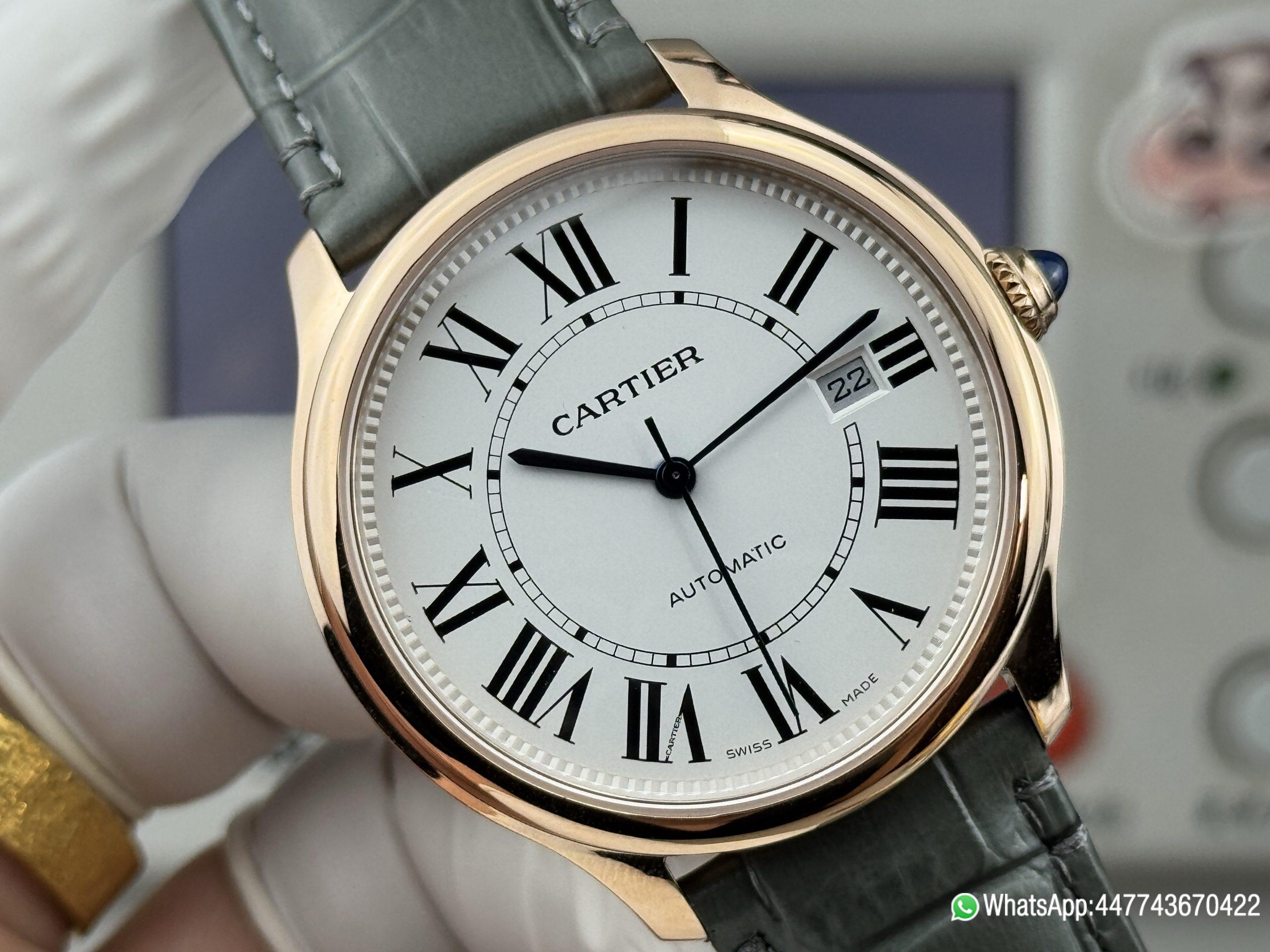 Super clone watch Ronde Solo de Cartier Automatic Date Silver white Dail 316L stainless steel case plated with rose gold and Cartier 1847 MC Automatic Mechanical Movement 04 Super clone watch Ronde Solo de Cartier Automatic Date Silver white Dail 316L stainless steel case plated with rose gold and Cartier 1847 MC Automatic Mechanical Movement 04