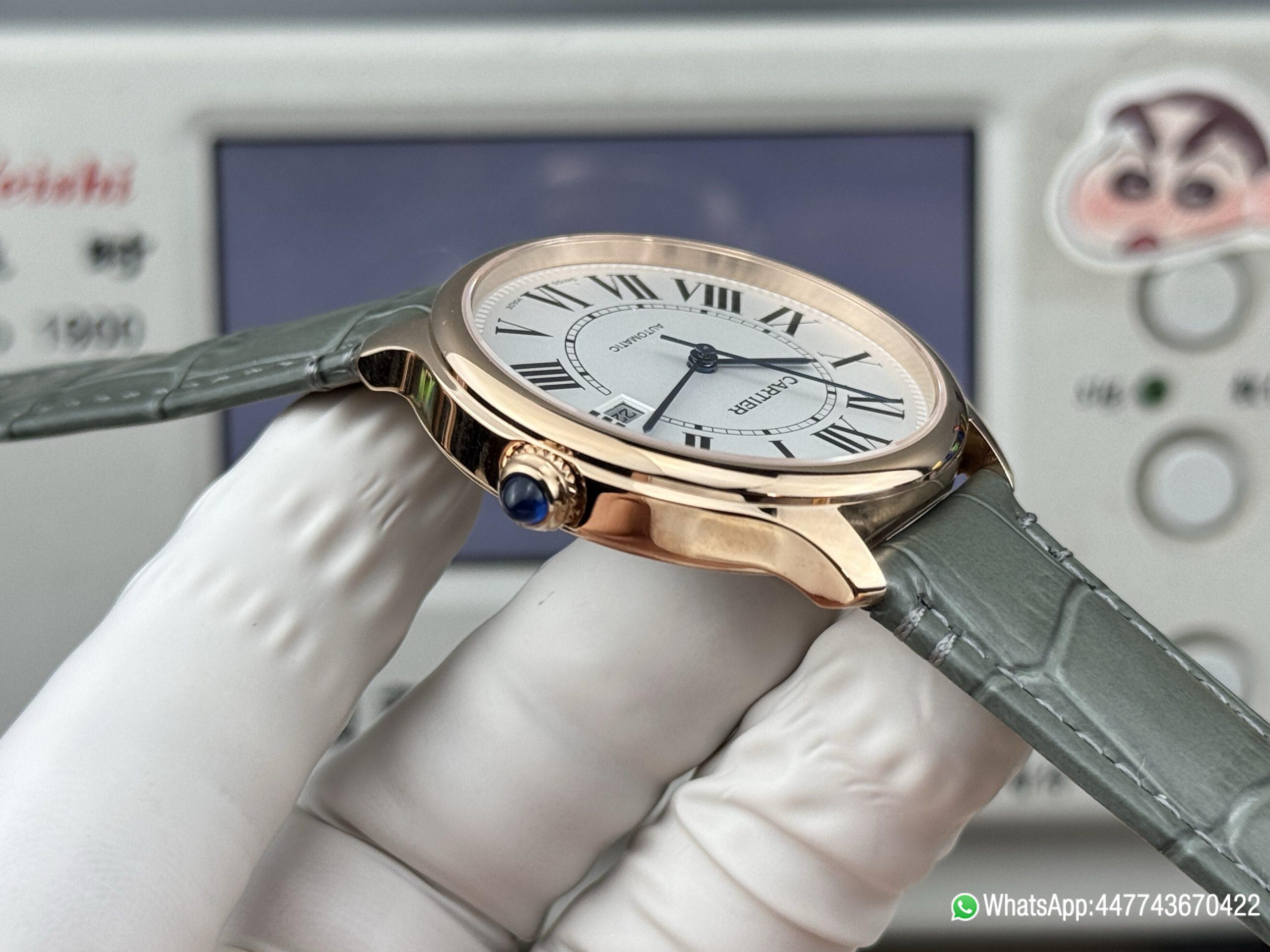 Super clone watch Ronde Solo de Cartier Automatic Date Silver white Dail 316L stainless steel case plated with rose gold and Cartier 1847 MC Automatic Mechanical Movement 05 Super clone watch Ronde Solo de Cartier Automatic Date Silver white Dail 316L stainless steel case plated with rose gold and Cartier 1847 MC Automatic Mechanical Movement 05