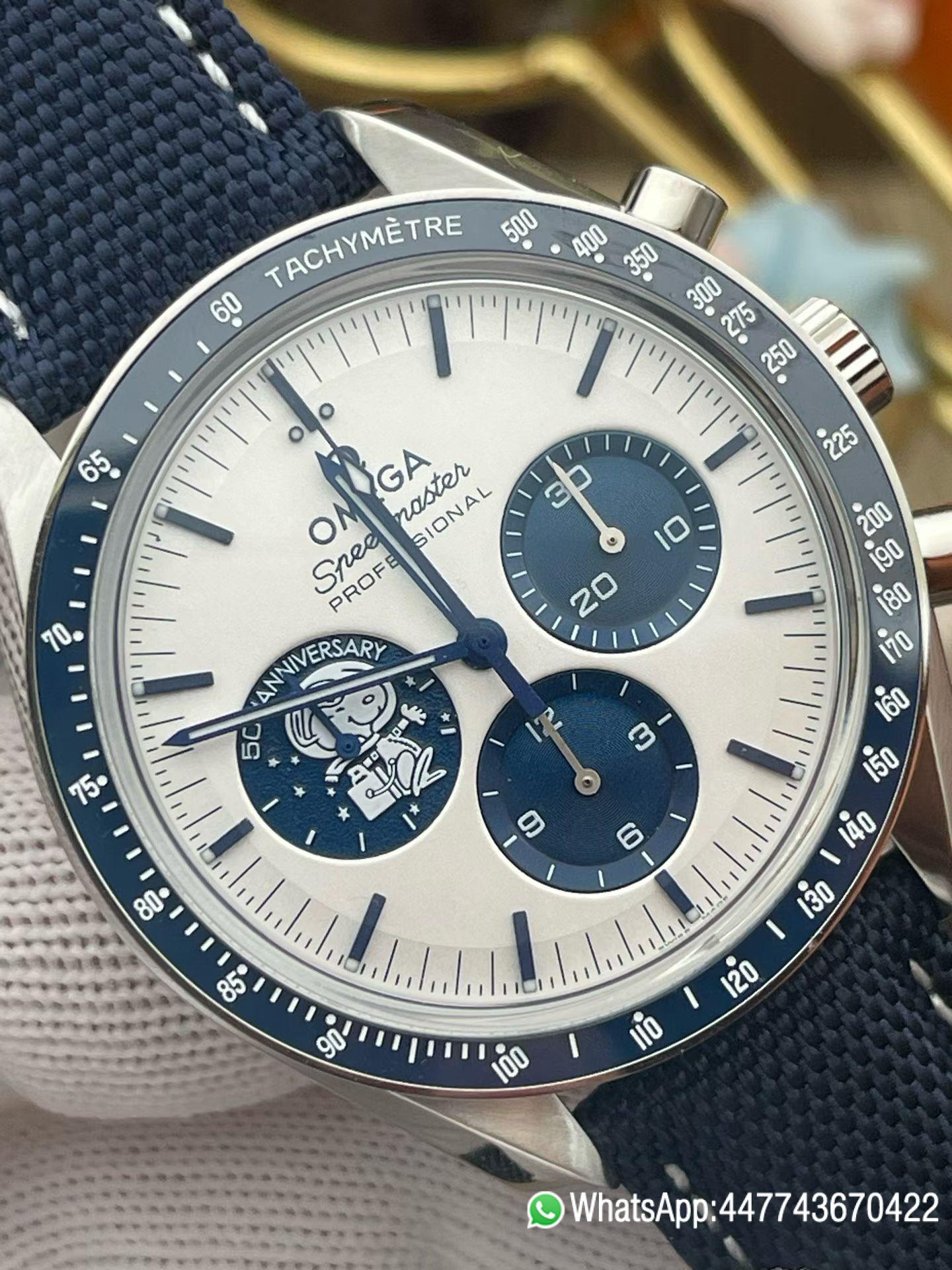 Super Clone OMEGA Speedmaster 42 mm Silver white with a small blue Dial Blue ceramic tachometer bezel Blue nylon fabric strap 310.32.42.50.02.001 cal.3861 Movement 03 Super Clone OMEGA Speedmaster 42 mm Silver white with a small blue Dial Blue ceramic tachometer bezel Blue nylon fabric strap 310.32.42.50.02.001 cal.3861 Movement 03