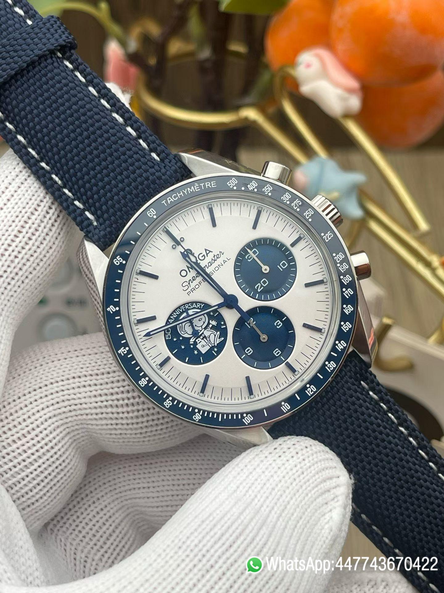 Super Clone OMEGA Speedmaster 42 mm Silver white with a small blue Dial Blue ceramic tachometer bezel Blue nylon fabric strap 310.32.42.50.02.001 cal.3861 Movement 04 Super Clone OMEGA Speedmaster 42 mm Silver white with a small blue Dial Blue ceramic tachometer bezel Blue nylon fabric strap 310.32.42.50.02.001 cal.3861 Movement 04